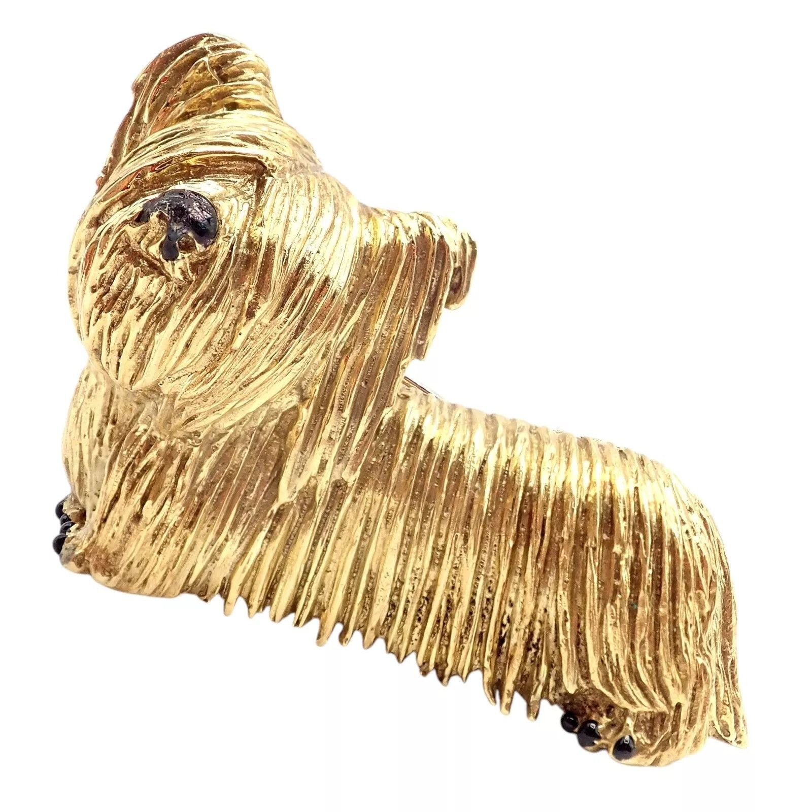Tiffany & Co. Tiffany & Co 18k Yellow Gold Enamel Dog Terrier Brooch Pin Size ONE SIZE - 1 Thumbnail