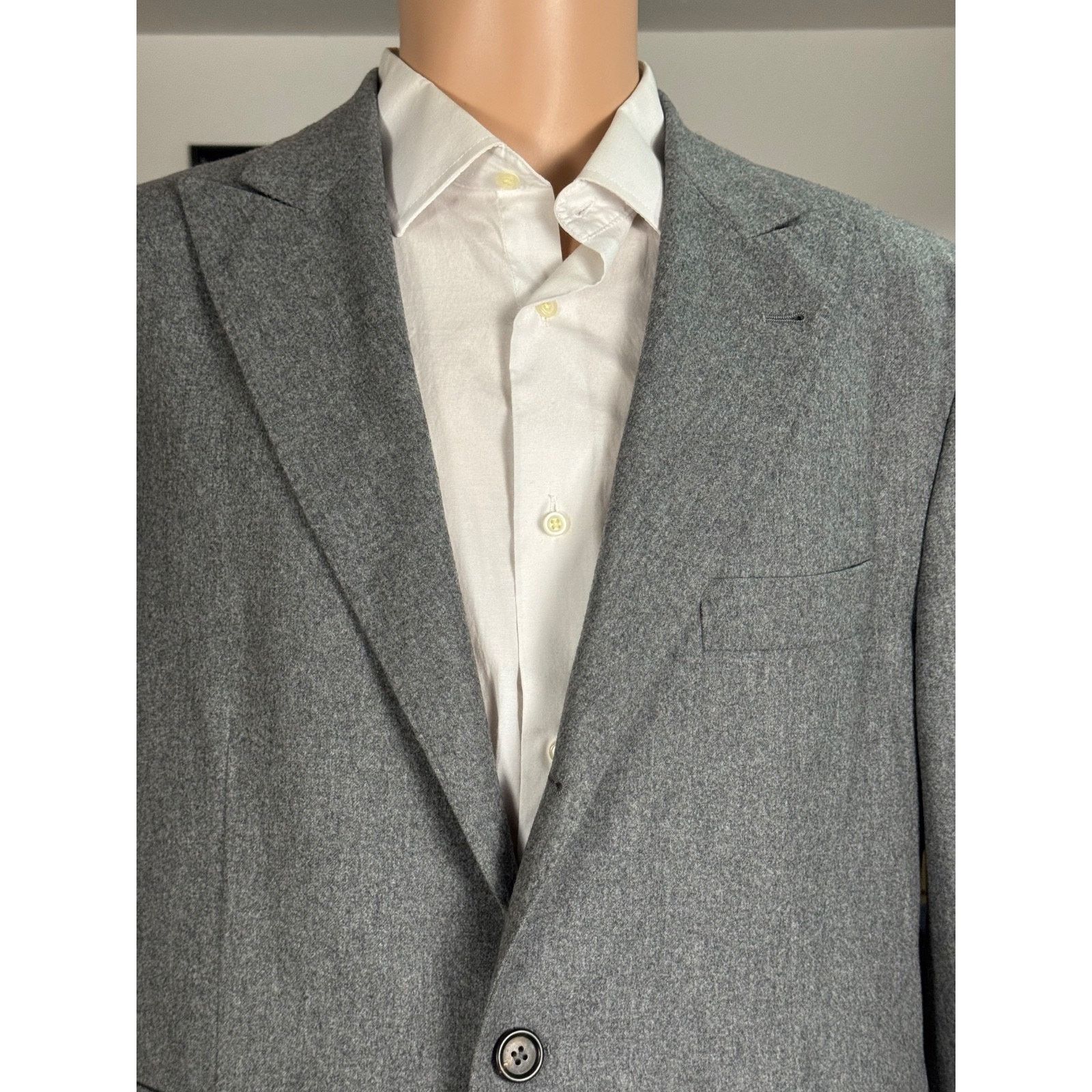 Brunello Cucinelli Brunello Cucinelli Peak Lapel Gray Cashmere Wool Blazer 42R Size 42R - 2 Thumbnail