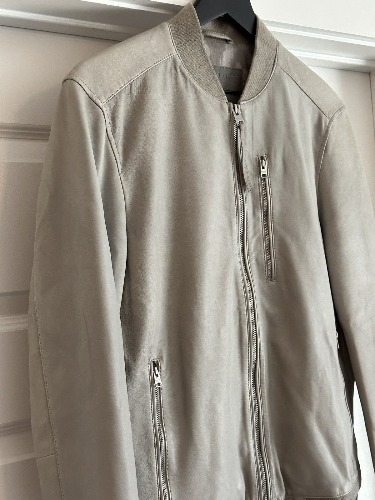Allsaints AllSaints Miko Lamb Leather Bomber Taupe Medium Size US M / EU 48-50 / 2 - 4 Thumbnail