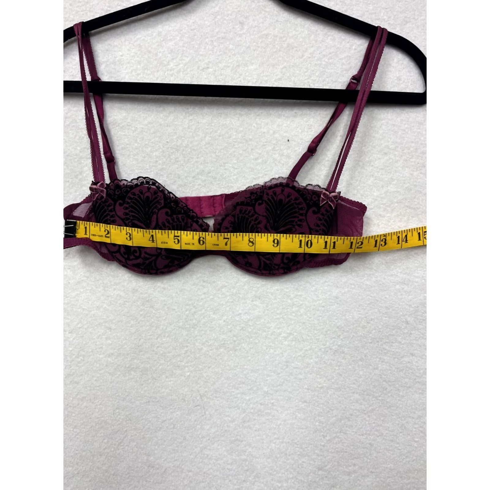 Betsey Johnson VINTAGE Betsey Johnson Women’s Bra Shirt Womens 34B Purple Underwire Lace 6045 Size ONE SIZE - 7 Thumbnail