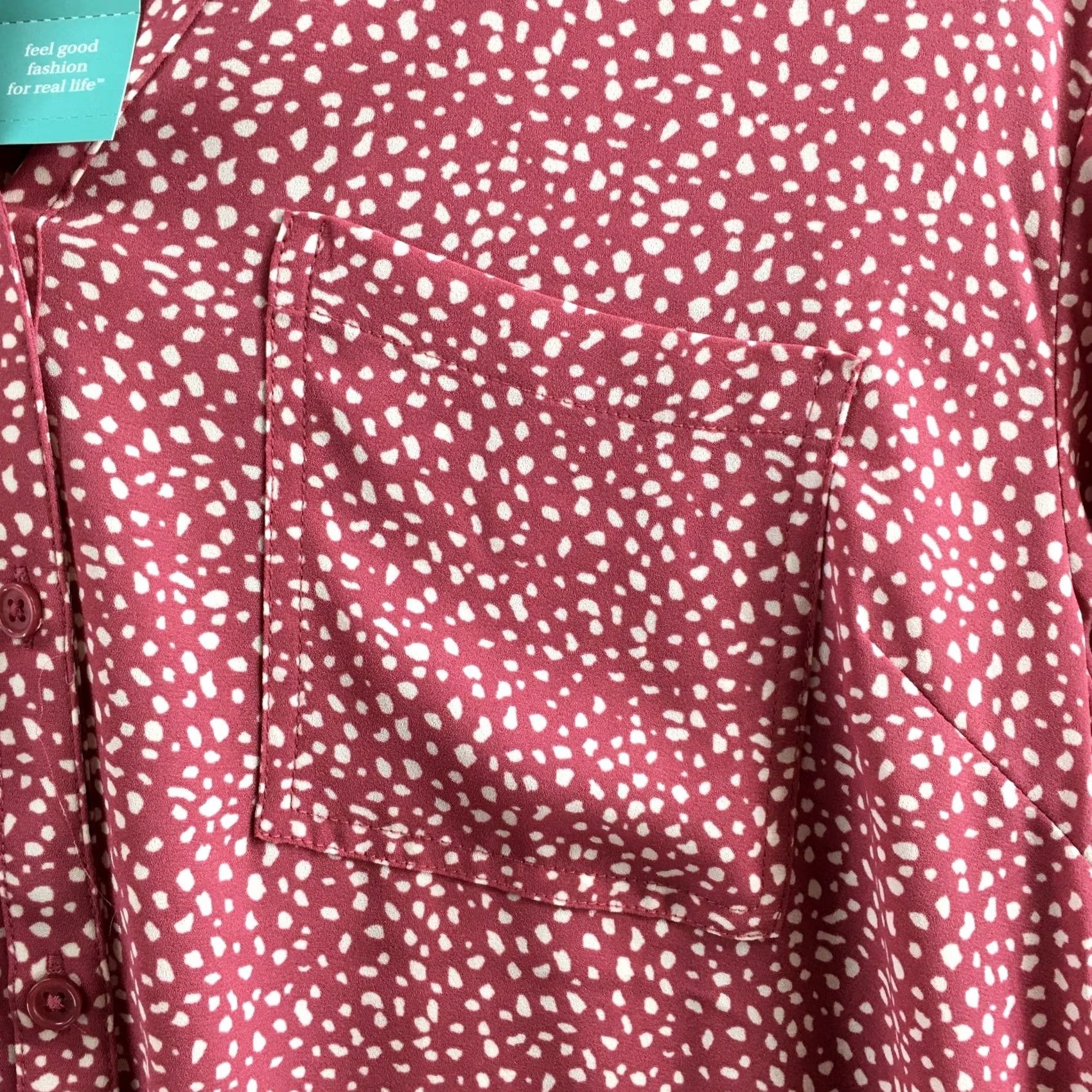 Vintage Maurices Blouse Womens XL Pink Long Sleeve Collared Button Down Polka Dot NEW Size XL / US 12-14 / IT 48-50 - 5 Thumbnail