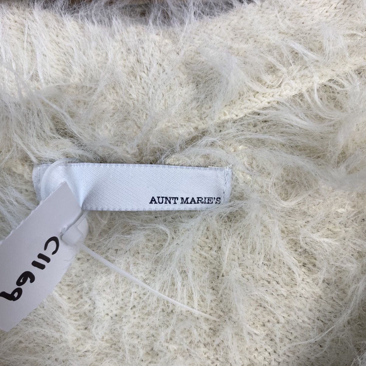 Vintage DL Aunt Maries White Mohair Cardigan Knitwear #C1169 Size M / US 6-8 / IT 42-44 - 9 Thumbnail