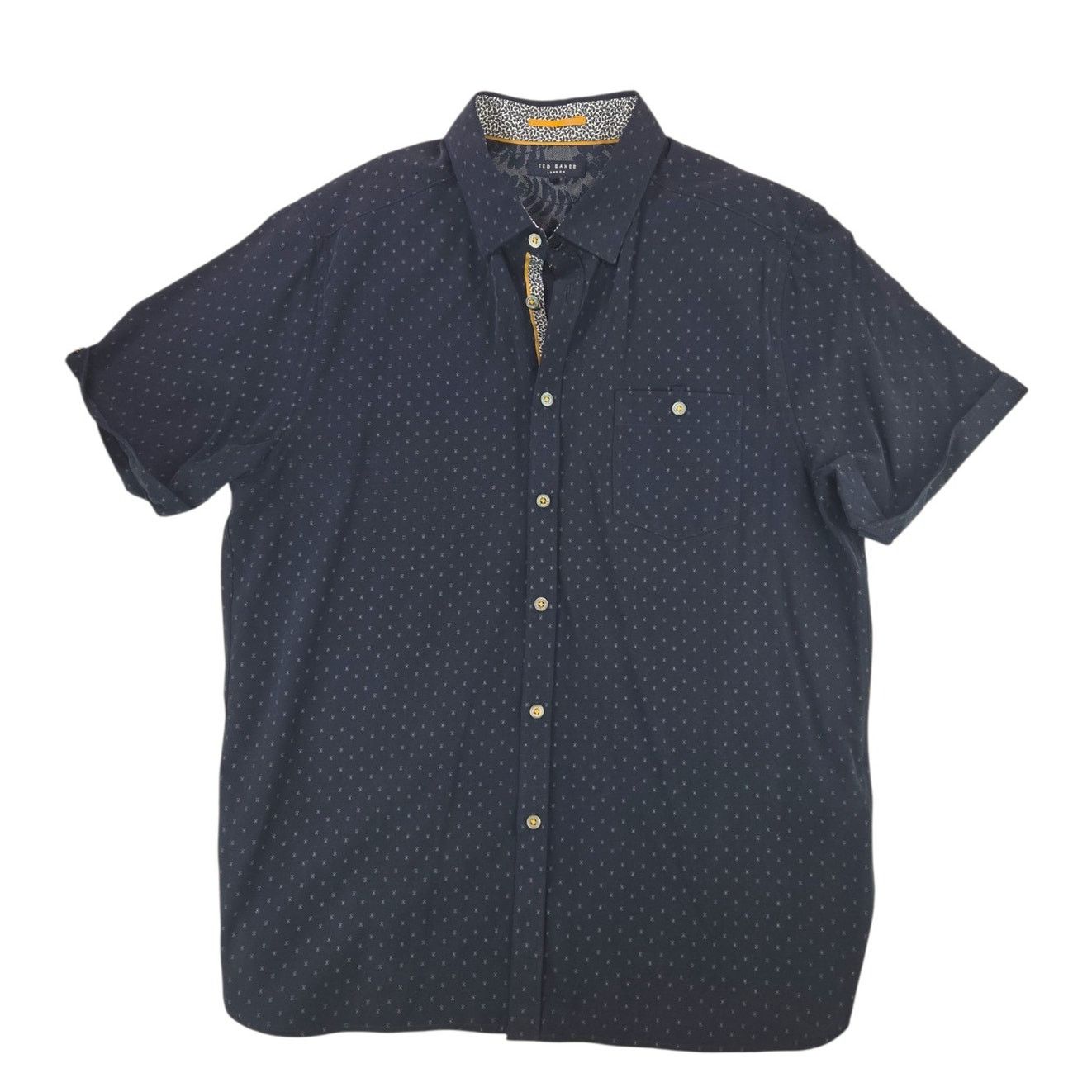 Ted Baker Ted Baker | Navy Blue Patterned Button Up Shirt |Size 5 (XL) Size US XL / EU 56 / 4 - 1 Thumbnail
