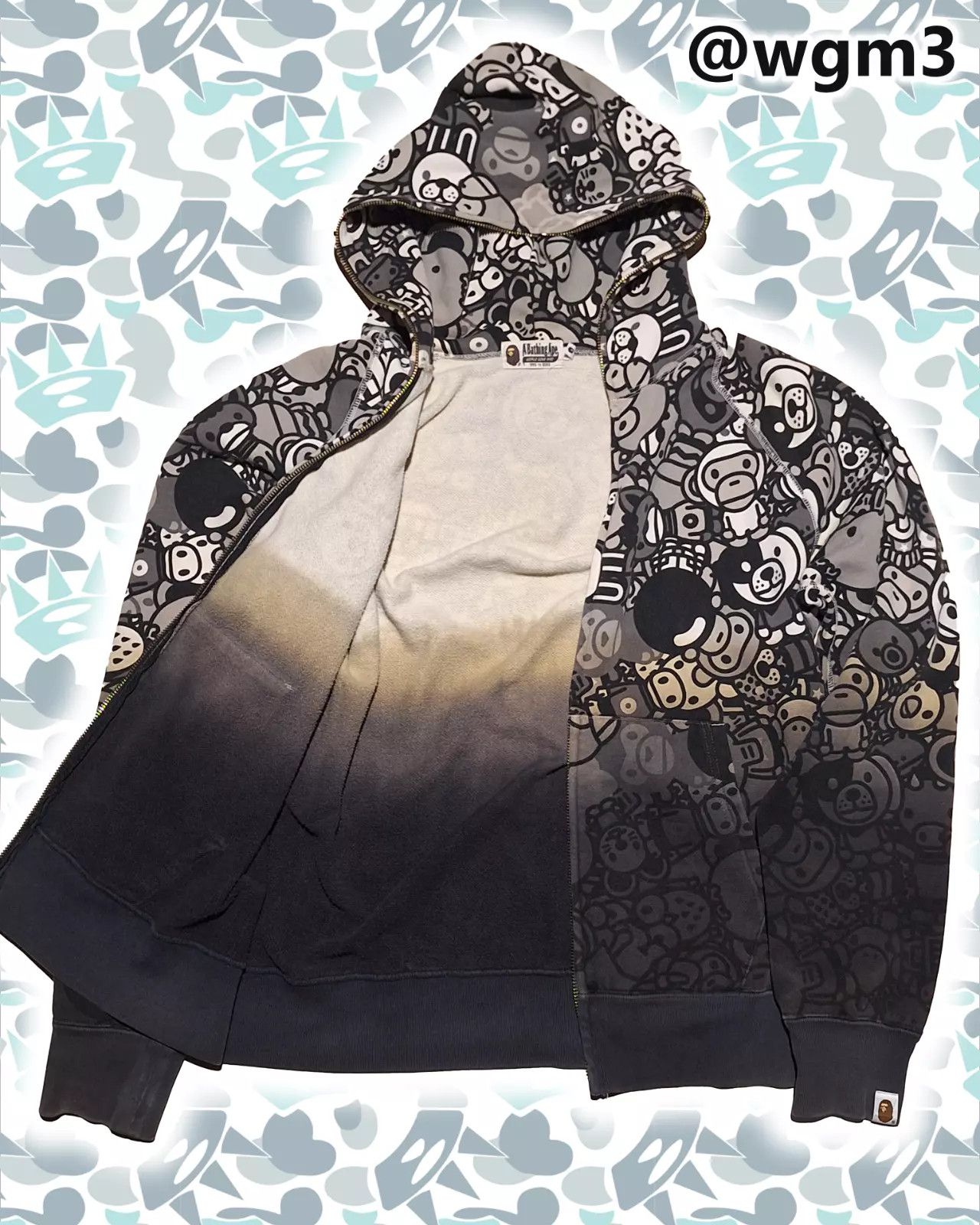 Bape × Nigo 2010 GREY OMBRE SAFARI BABY MILO ZIP UP RARE Size US L / EU 52-54 / 3 - 2 Thumbnail
