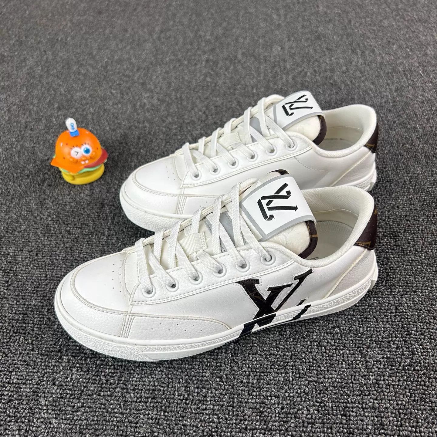 Louis Vuitton LV White Misplaced Logo Sneaker Monogram Heel Size US 5 / IT 35 - 1 Thumbnail