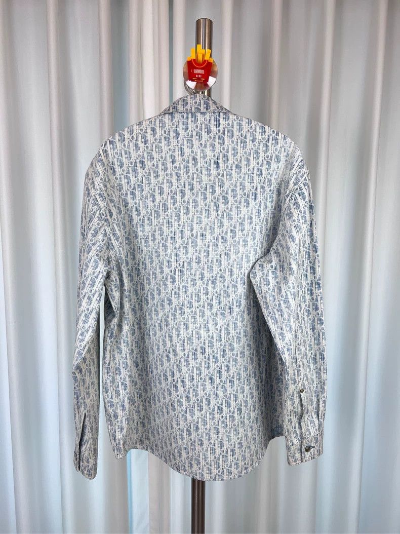 Dior Dior Size 41 Blue full-print classic logo denim shirt 2504 Size US XXS / EU 40 - 2 Thumbnail