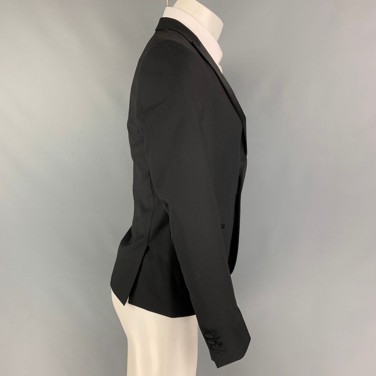 The Kooples THE KOOPLES Size 36 Black Wool Tuxedo Sport Coat Size 36R - 2 Thumbnail