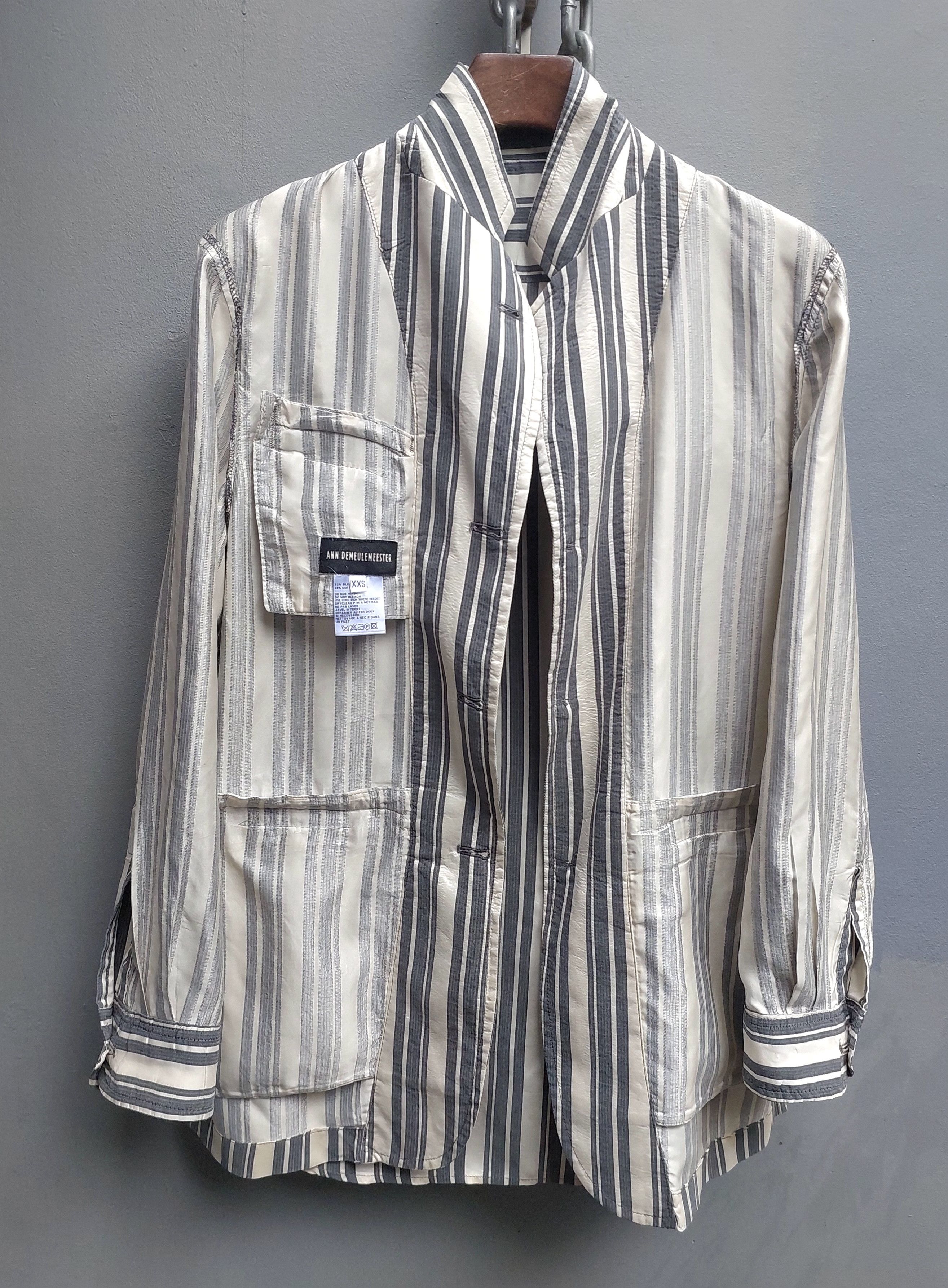 Ann Demeulemeester Ann Demeulemeester Striped Tailored Pajama Style Blazer Size US XXS / EU 40 - 12 Thumbnail