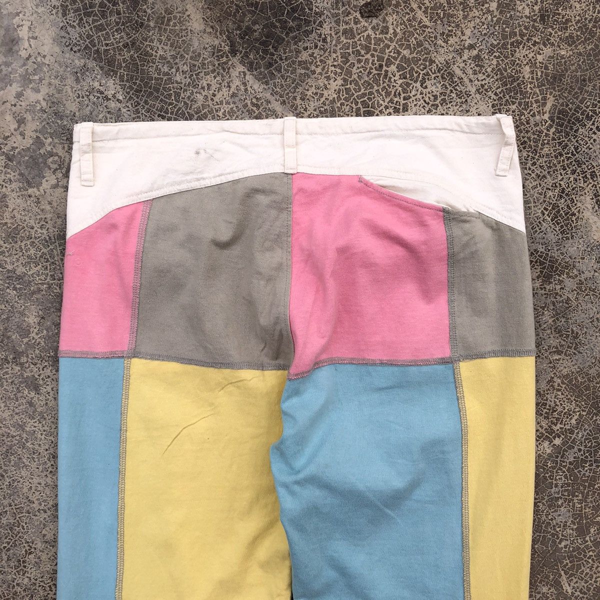 Japanese Brand ELEPHANT BLANC Rare Patchwork Multicolor Design Cotton Pants Size 35" - 5 Thumbnail