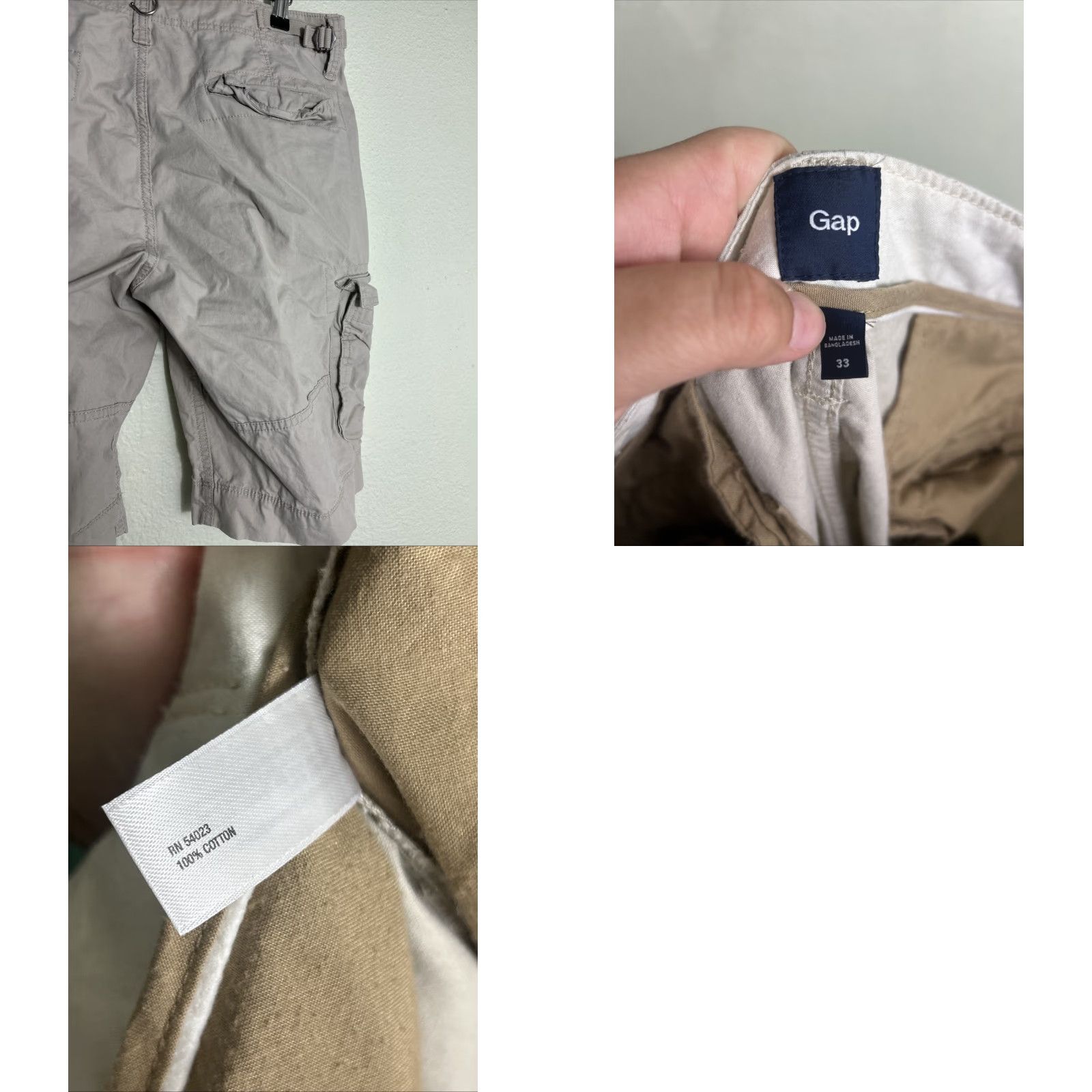 Gap VINTAGE Gap Beige Cargo Shorts Mens Size 33x11.5 Preppy Kanye Stain Size US 33 - 8 Thumbnail