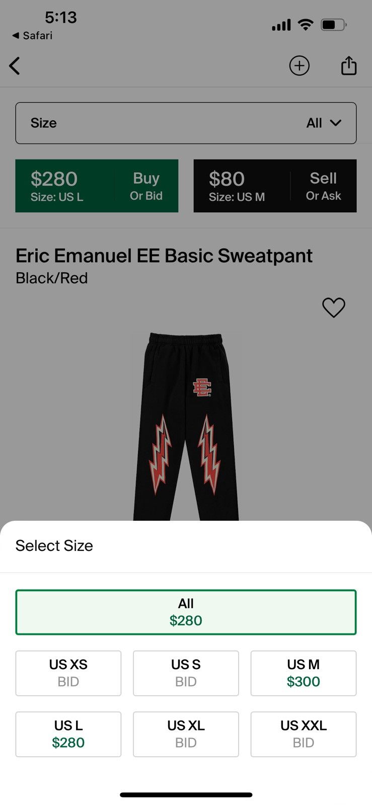 image of Eric Emanuel Ee Basic Sweatpants Black/red, Men's (Size 32)