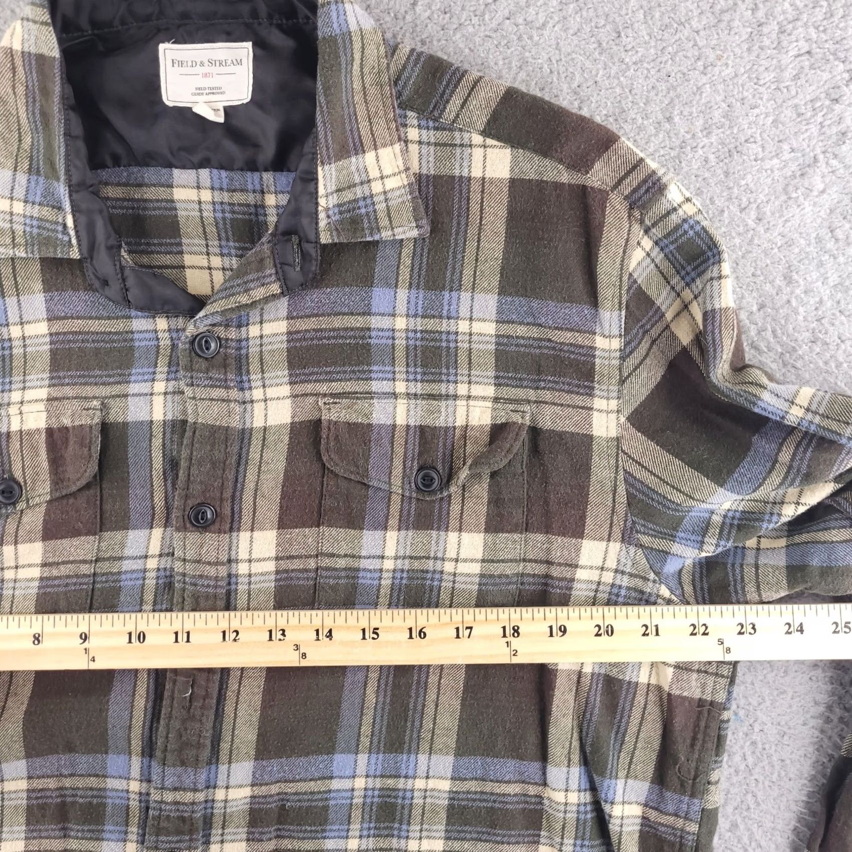Vintage Field & Stream Shirt Mens XL Flannel Slim Plaid Green Brown Long Sleeve Button-Up Size US XL / EU 56 / 4 - 6 Thumbnail