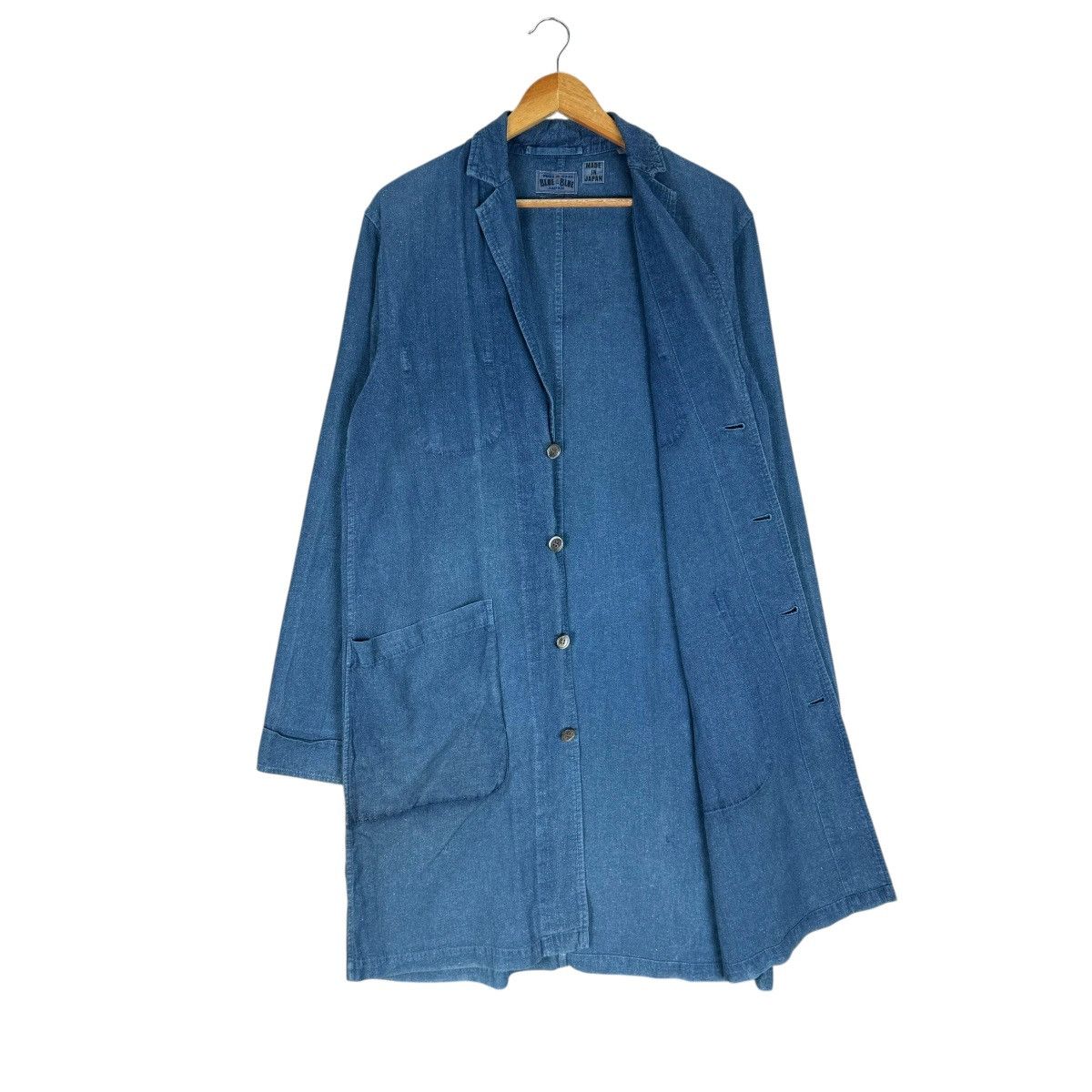 Blue Blue Japan 🔥BLUE BLUE ARIGATO INDIGO DENIM LONG BUTTON SHIRTS Size US L / EU 52-54 / 3 - 5 Thumbnail