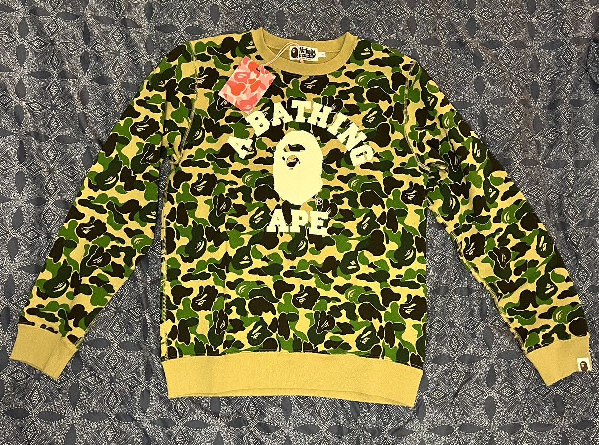 image of Bape Abc Camo College Crewneck in Green, Women's (Size Small)