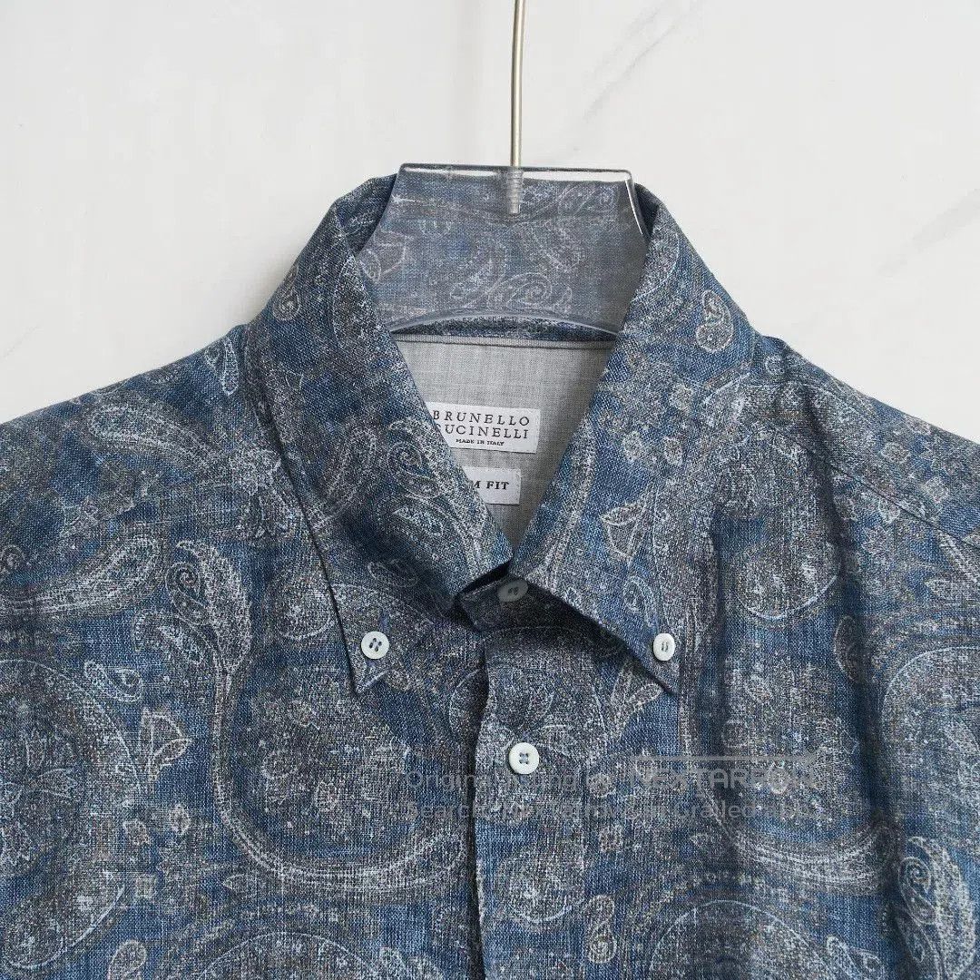 Brunello Cucinelli Brunello Cucinelli Men's Linen Print Shirt. Size US M / EU 48-50 / 2 - 2 Thumbnail