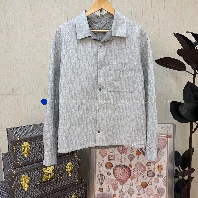 Dior Gray Oblique Pattern Button Up Shirt Size US M / EU 48-50 / 2 - 1 Thumbnail