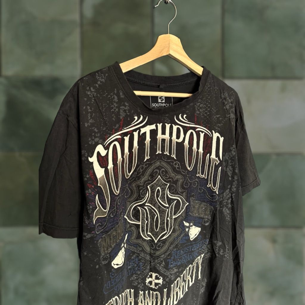 Southpole South Pole T-Shirt Grunge Graphic Tee Shirt Black 2XL Mens Pub Y2K Size US XXL / EU 58 / 5 - 1 Thumbnail