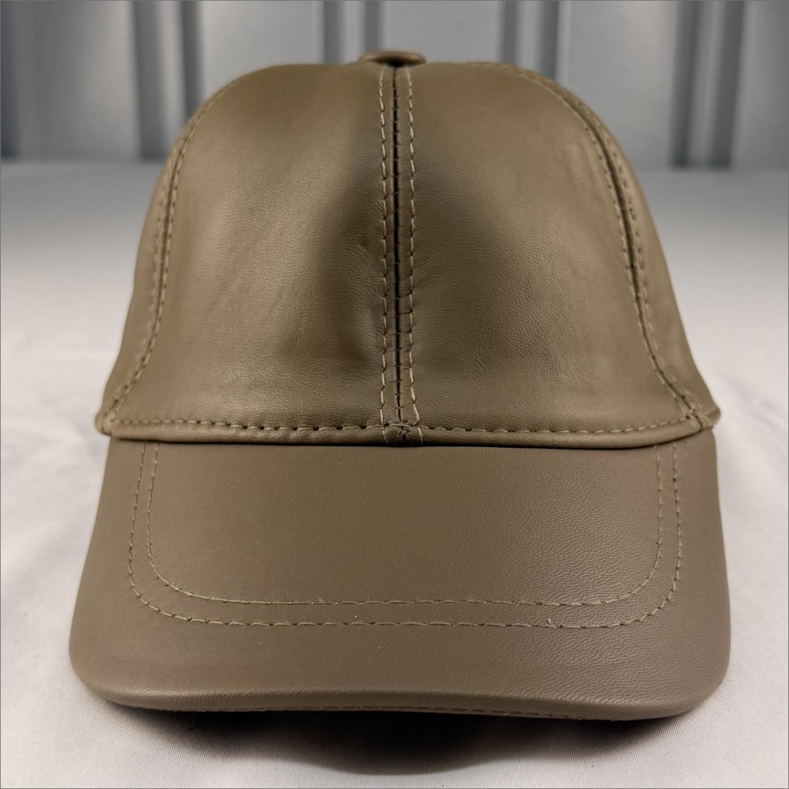 Other NEW Beige Leather Baseball Cap - Premium Hat 084 Size ONE SIZE - 1 Thumbnail