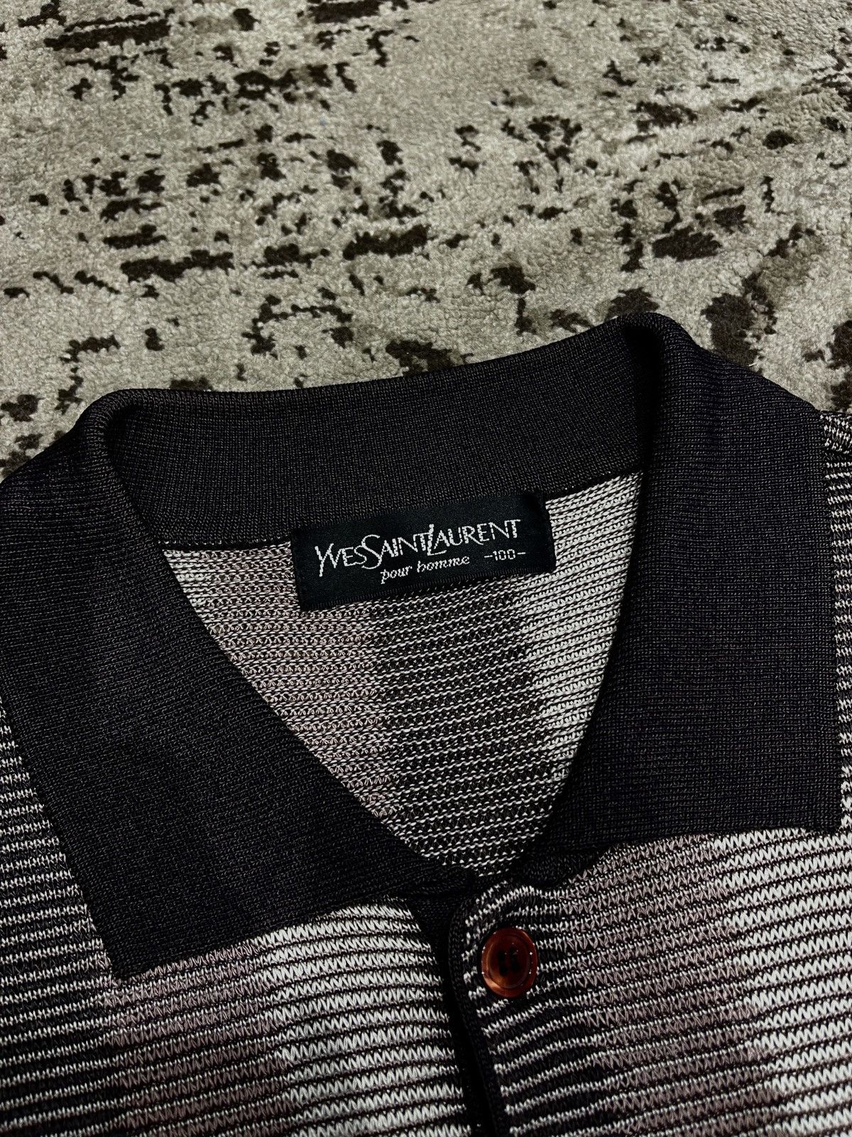 Vintage × Yves Saint Laurent Vintage Yves Saint Laurent Knit Polo Size US L / EU 52-54 / 3 - 3 Thumbnail