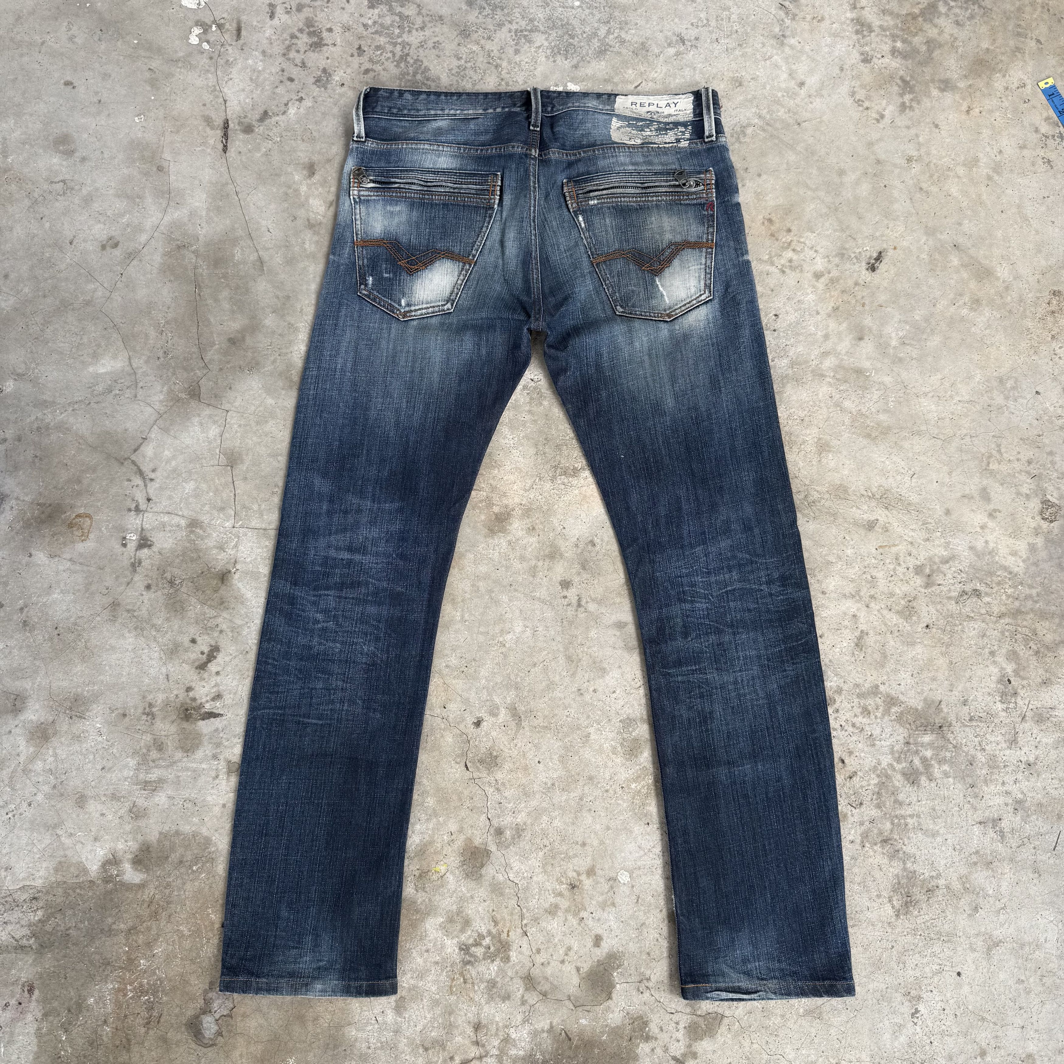 Replay W34 VINTAGE REPLAY FADED STONE WASH DENIM JEAN PANTS Size US 34 / EU 50 - 1 Thumbnail