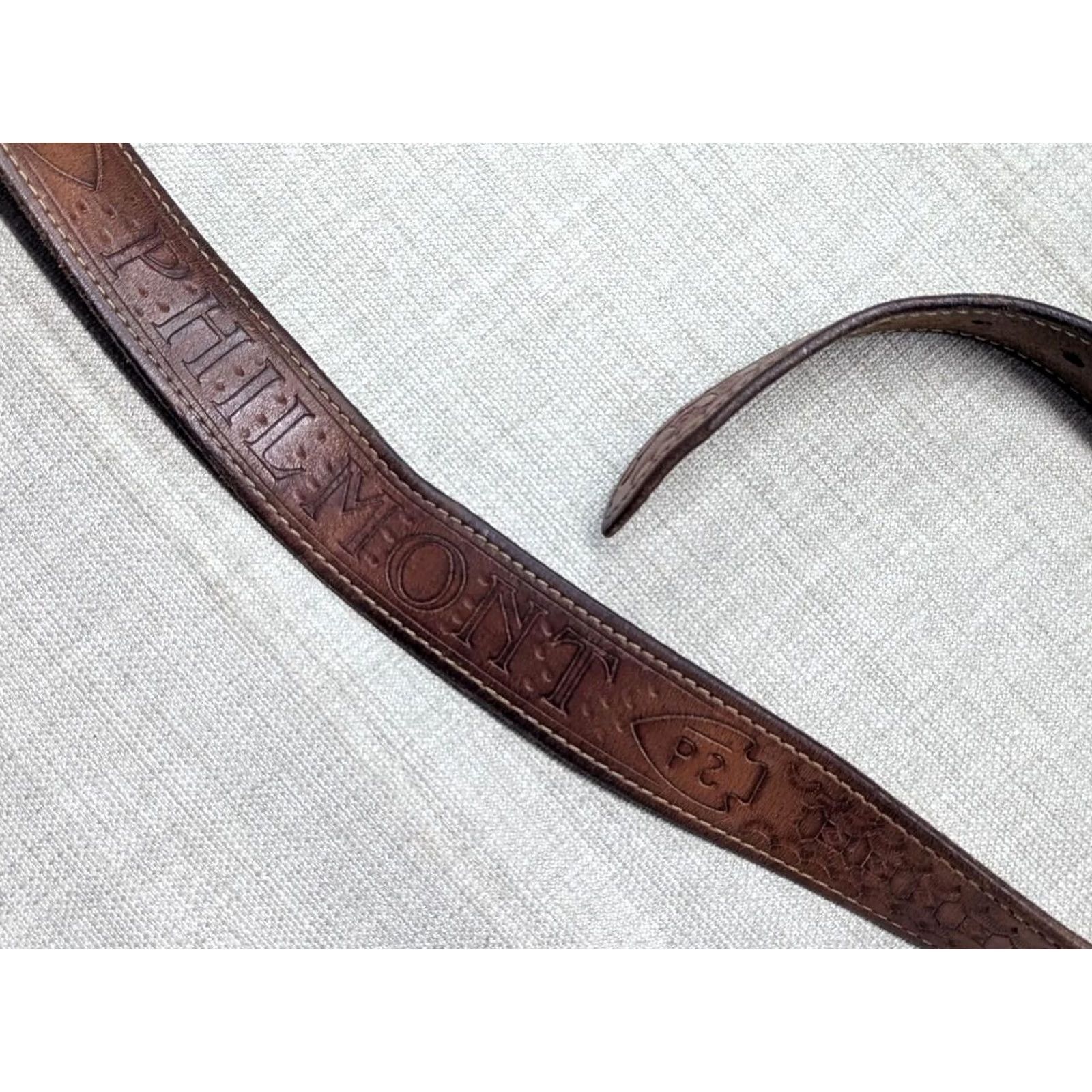 Vintage VINTAGE Handcrafted Western Belt Tooled Buckle 1-1/2" Brown Leather Full Grain Cowhide 32 Men Size 32 - 3 Thumbnail