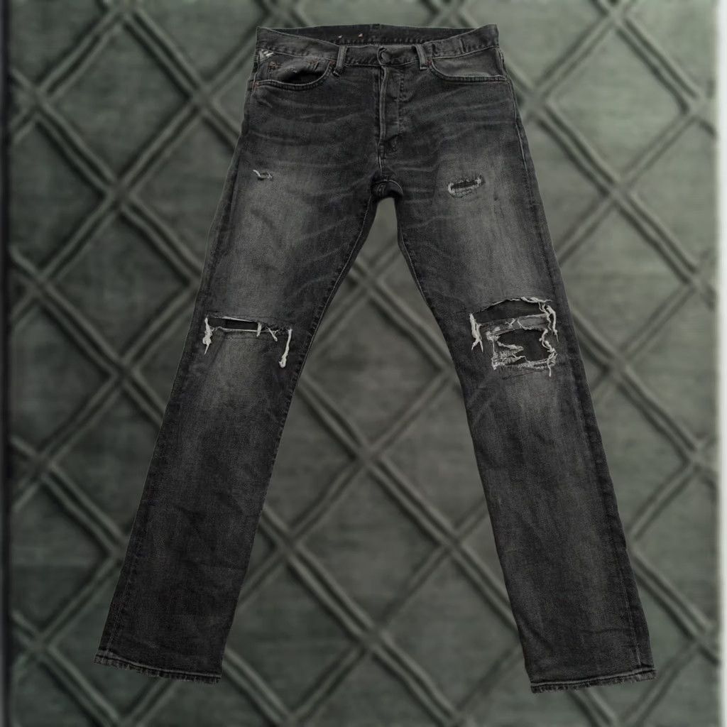 Vintage Denim & Supply Ralph Lauren Jeans Mens 32x31 Distressed Black Patchwork Straight Jeans Size US 32 / EU 48 - 1 Thumbnail