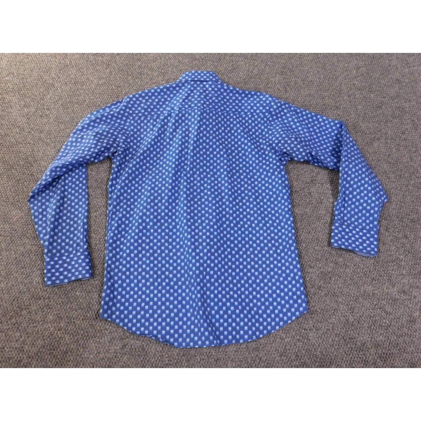 BUGATCHI Bugatchi Mens Button-Up Shirt Collar Down Long Sleeve Geometric Blue Cotton Knit Casual Regular M Size Adult Mens Size US M / EU 48-50 / 2 - 7 Thumbnail