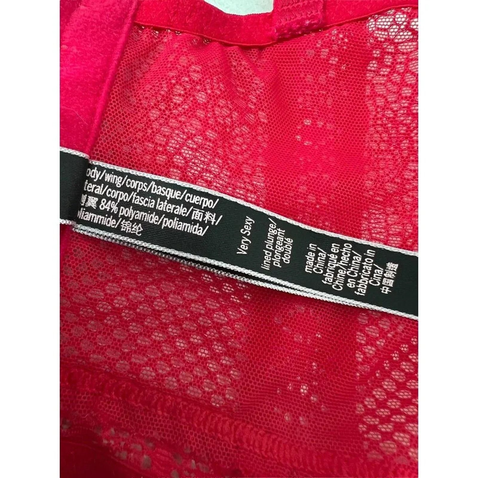 Victoria's Secret Victoria's Secret Long Line Choker Red Mesh Lined Plunge Bra Size ONE SIZE - 5 Thumbnail
