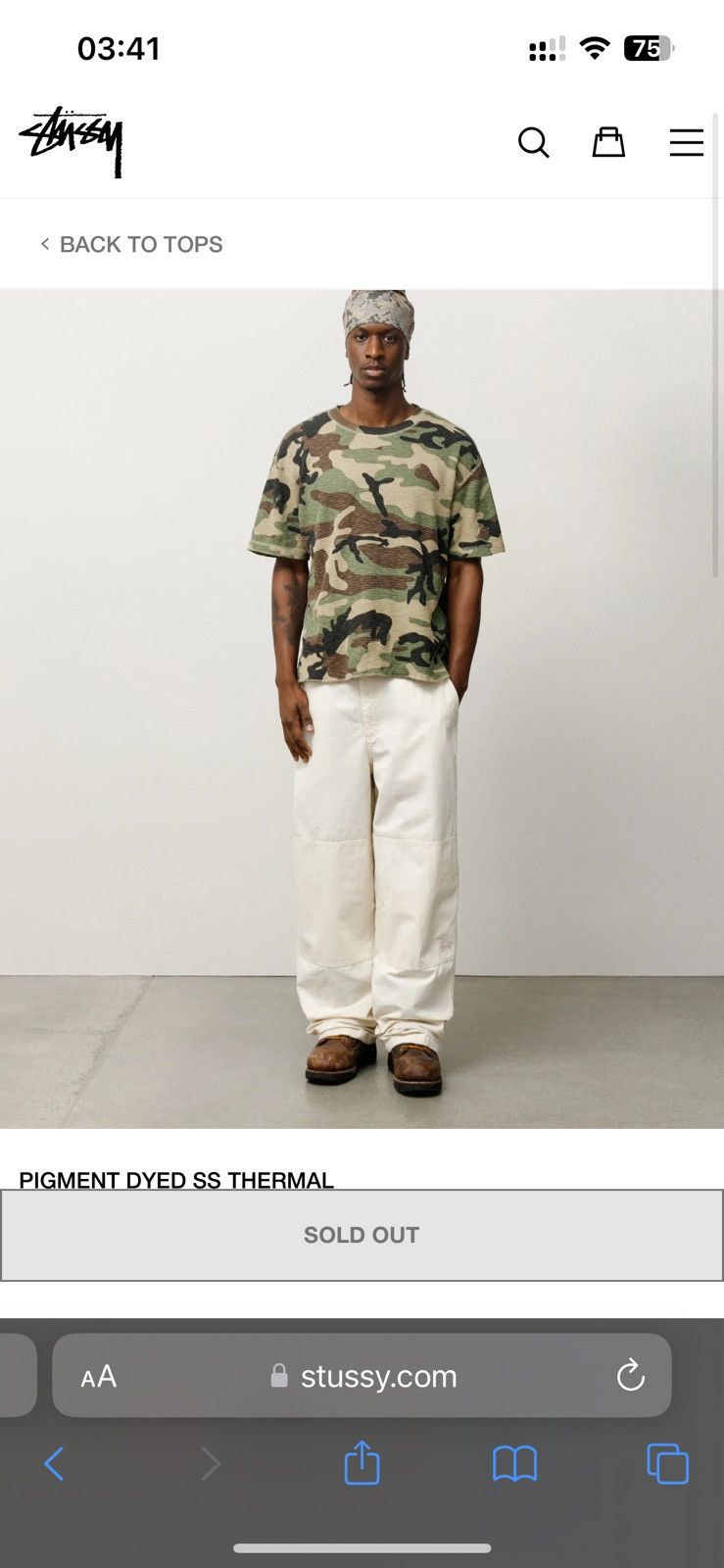 Stussy Thermal Short Sleeve Tee Camo