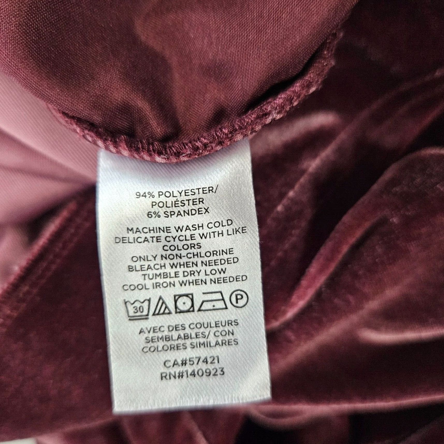 Loft Ann Taylor LOFT Womens Velvet Ankle Pants Small Burgundy Pull On High Rise Womens Size 28" / US 6 / IT 42 - 7 Thumbnail