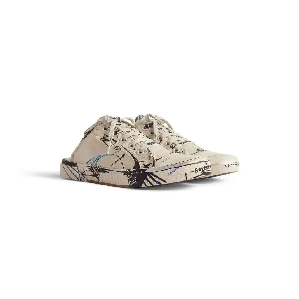 Balenciaga o1bcso1str0126 Paris Sketch Mules in Beige Size US 11 / IT 41 - 5 Thumbnail