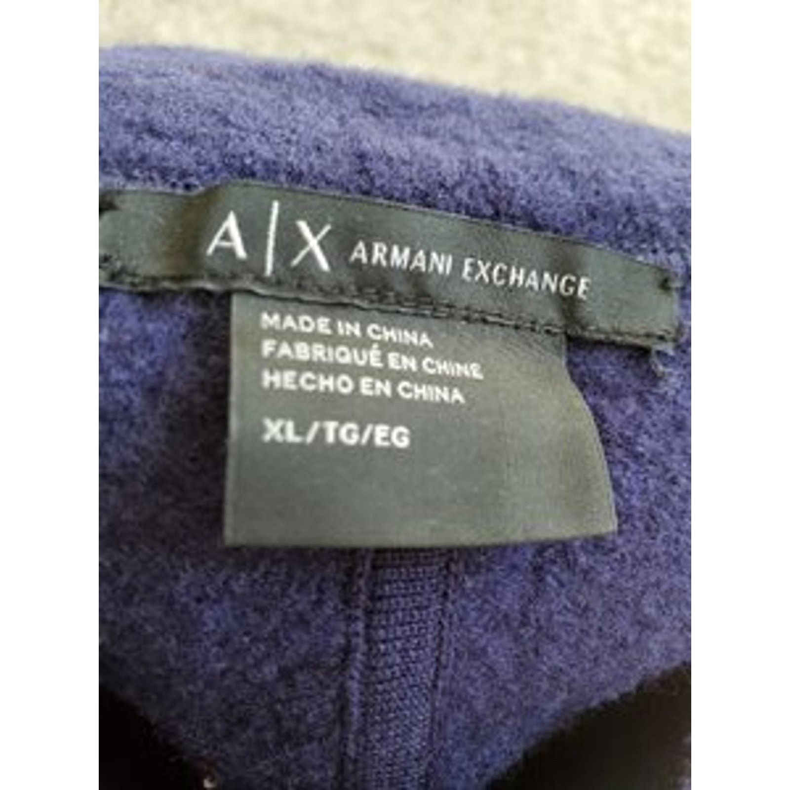 Armani Exchange A|X Armani Exchange 100% Wool Dark Blue Hooded Sweater, XL Size XL / US 12-14 / IT 48-50 - 8 Thumbnail