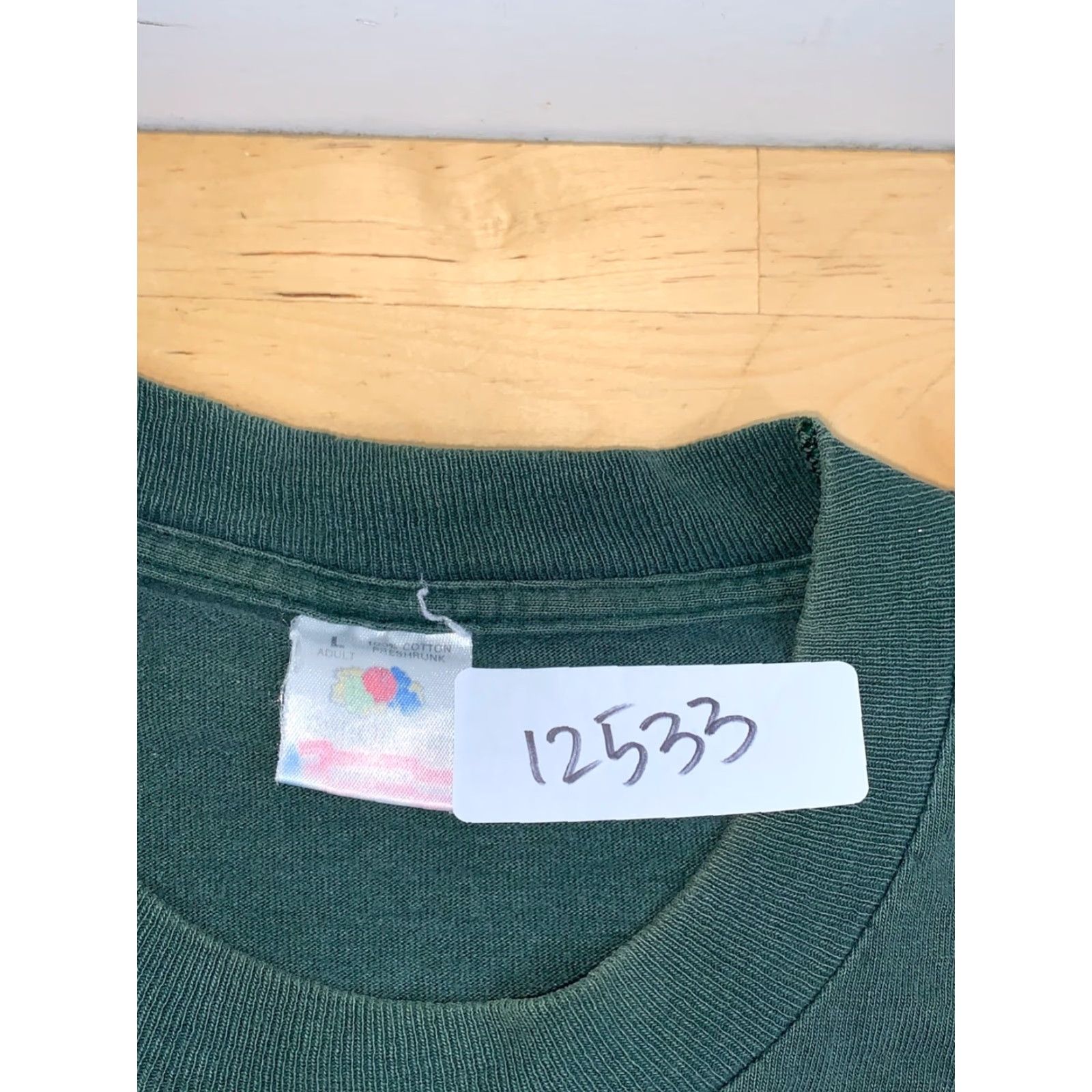 Fruit Of The Loom VINTAGE Fruit of the Loom Shirt Mens L Green 90s Music Houston Texas One World One Music 12533 Size US L / EU 52-54 / 3 - 2 Thumbnail
