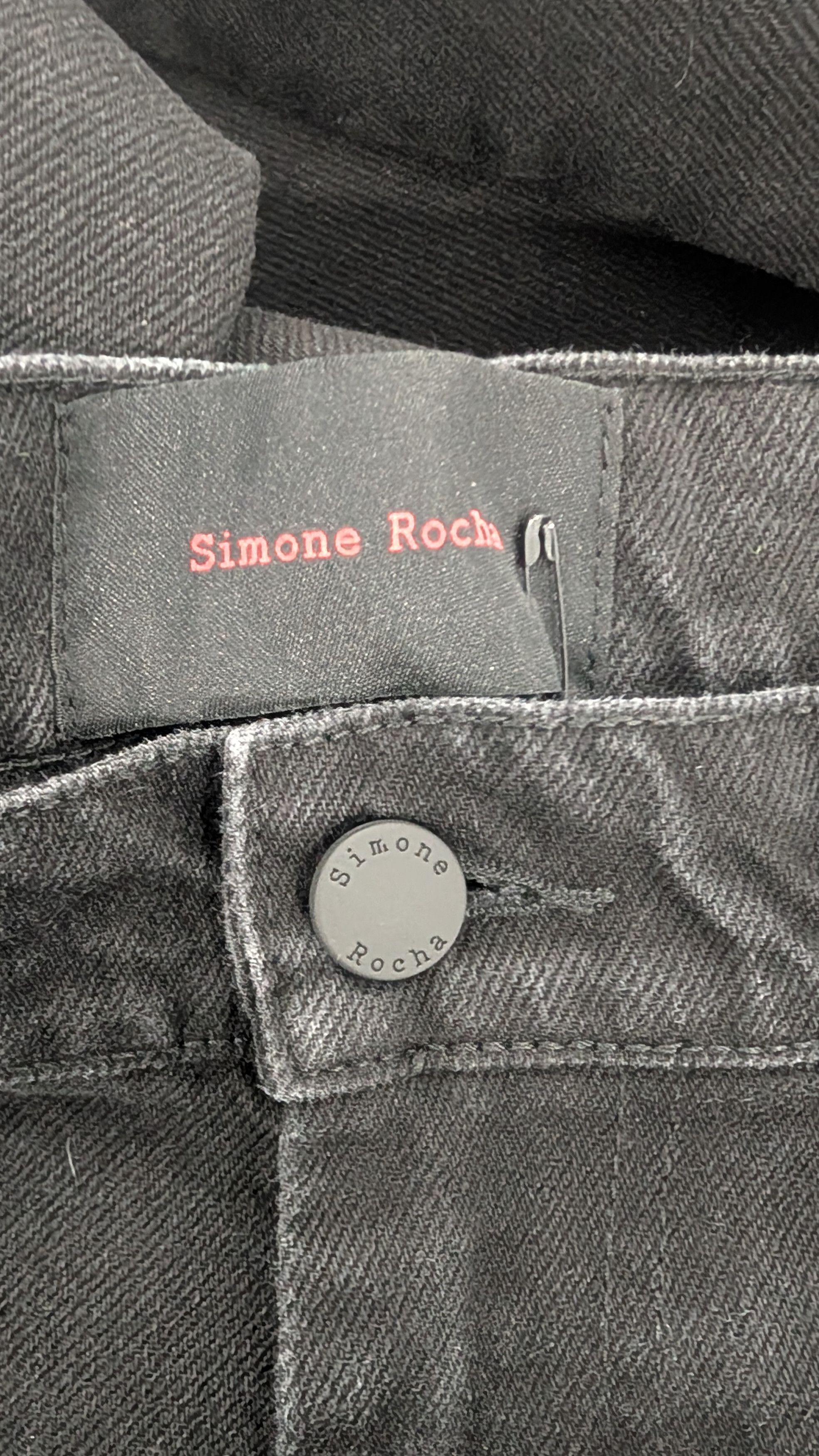 Simone Rocha SIMONE ROCHA Mens Black Wide Leg Puddle Jeans Rhinestone Size US 32 / EU 48 - 10 Thumbnail