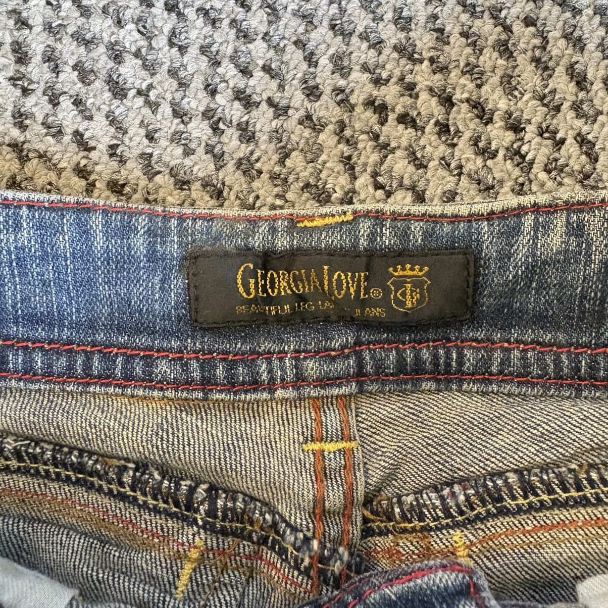 If Six Was Nine Flare Cargo Jeans Blue Denim Georgia Love Size 26’ Size 26" / US 2 / IT 38 - 13 Thumbnail