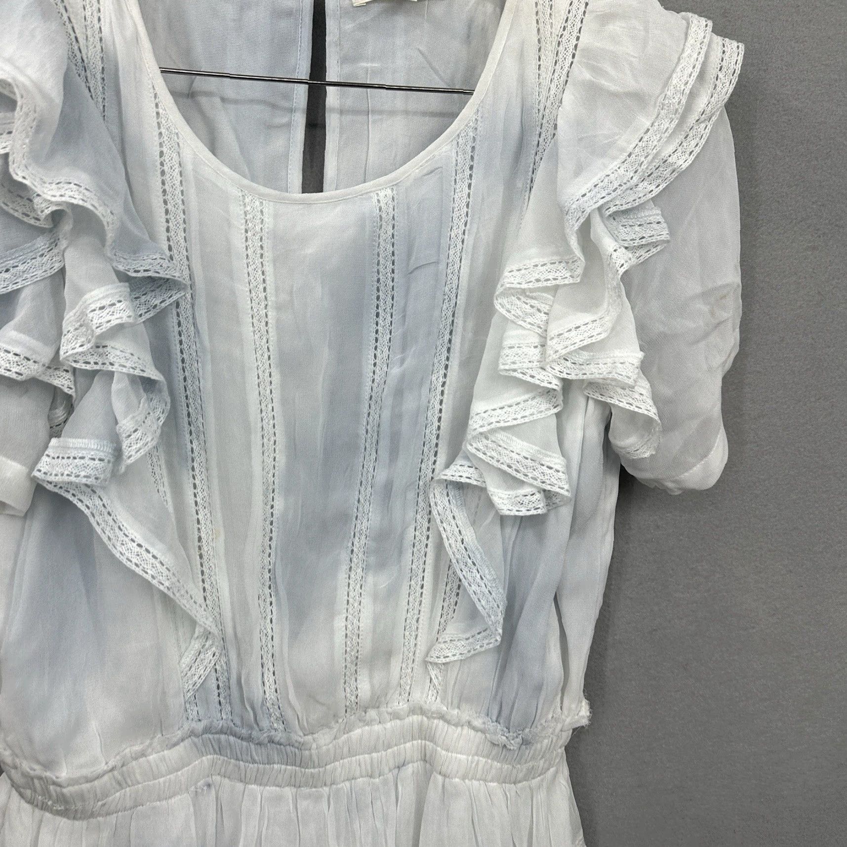 LoveShackFancy LoveShackFancy Stella Casual Mini Dress Womens Large Blue Tie Dye Ruffle Cap Sleeve Bohemian Size L / US 10 / IT 46 - 6 Thumbnail
