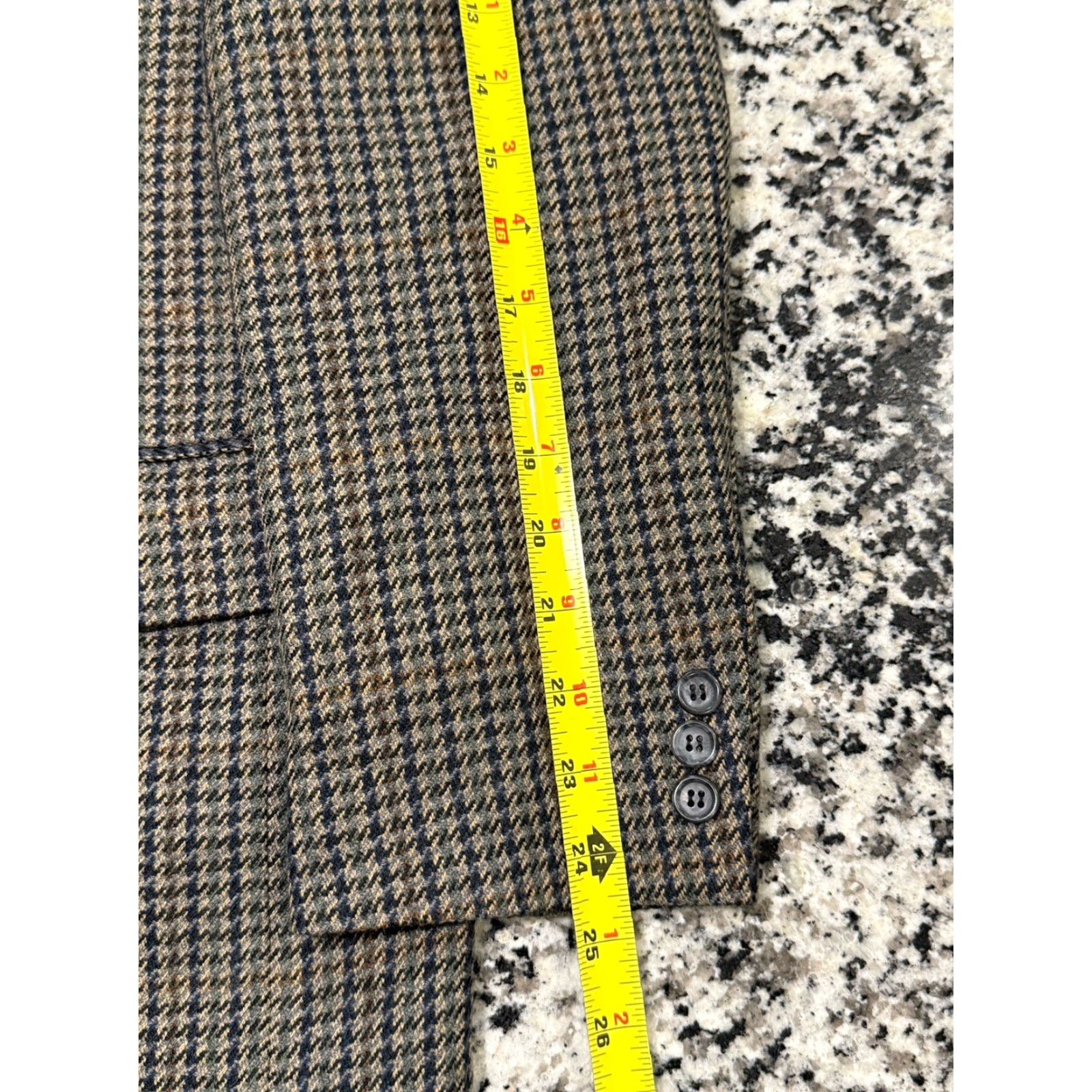 Orvis VINTAGE Orvis Jacket Mens 2-Button Blazer 40L Wool Brown Houndstooth 1990s Long Mens Size 40L - 6 Thumbnail