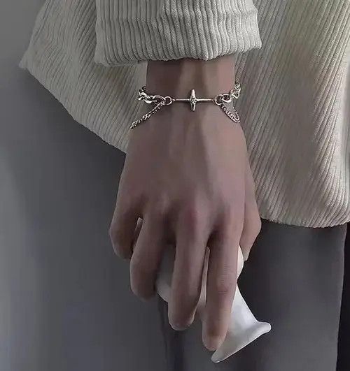 Jewelry Fashion punk titanium steel cross layered bracelet chain Size ONE SIZE - 4 Thumbnail