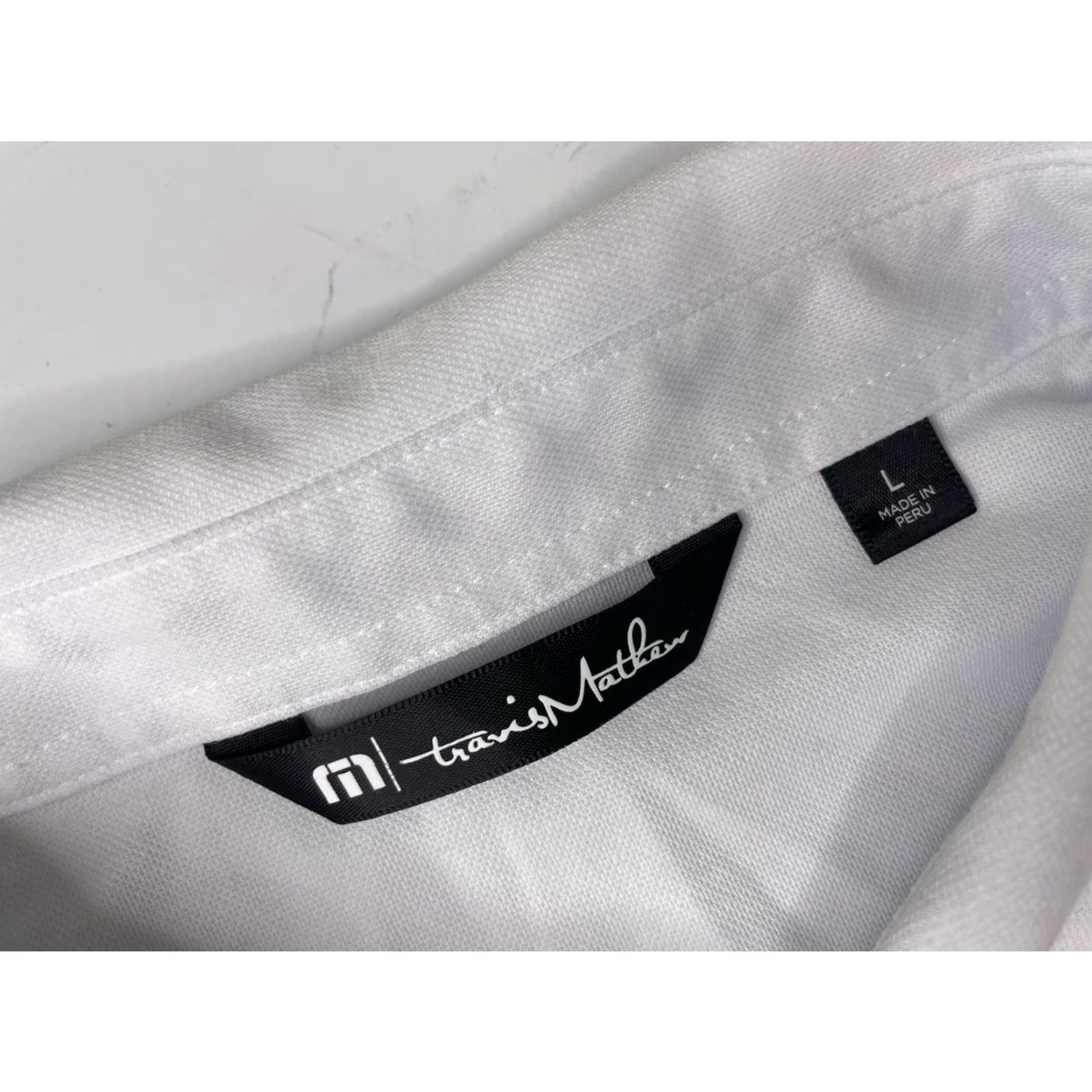 TravisMathew Travis Mathew Polo Shirt Golf Performance Texas White Cotton Polyester Knit Short Sleeve Regular L Men's Polo Shirt Size US L / EU 52-54 / 3 - 3 Thumbnail
