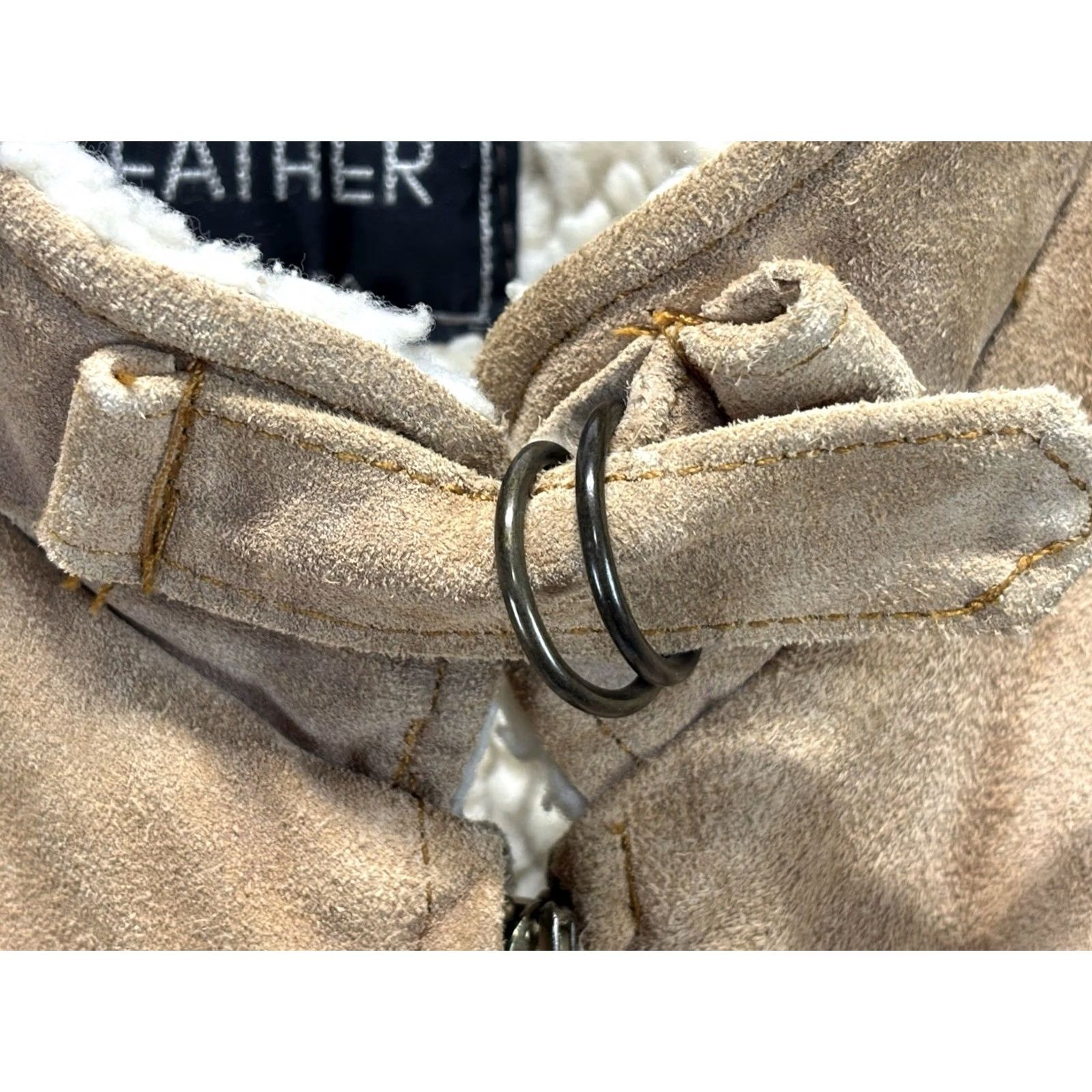 Vintage VINTAGE Bomber Jacket Men’s 40 Brown Suede Leather Sherpa Lined Retro 70s Made USA Vtg Size US XXS / EU 40 - 5 Thumbnail