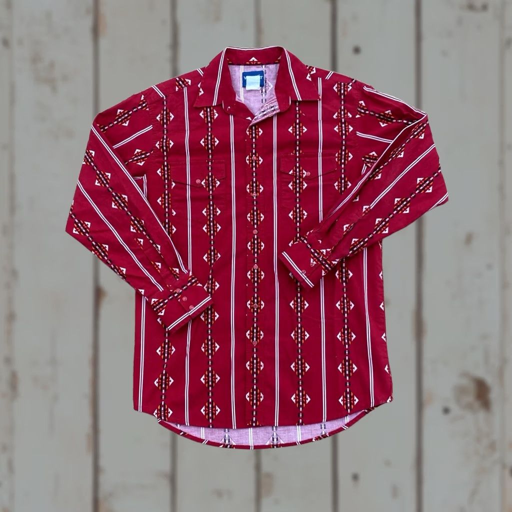 Wrangler VINTAGE Wrangler Shirt Mens Large Bull Rider 1990s Red Pearl Snap Western Wear Size US L / EU 52-54 / 3 - 1 Thumbnail