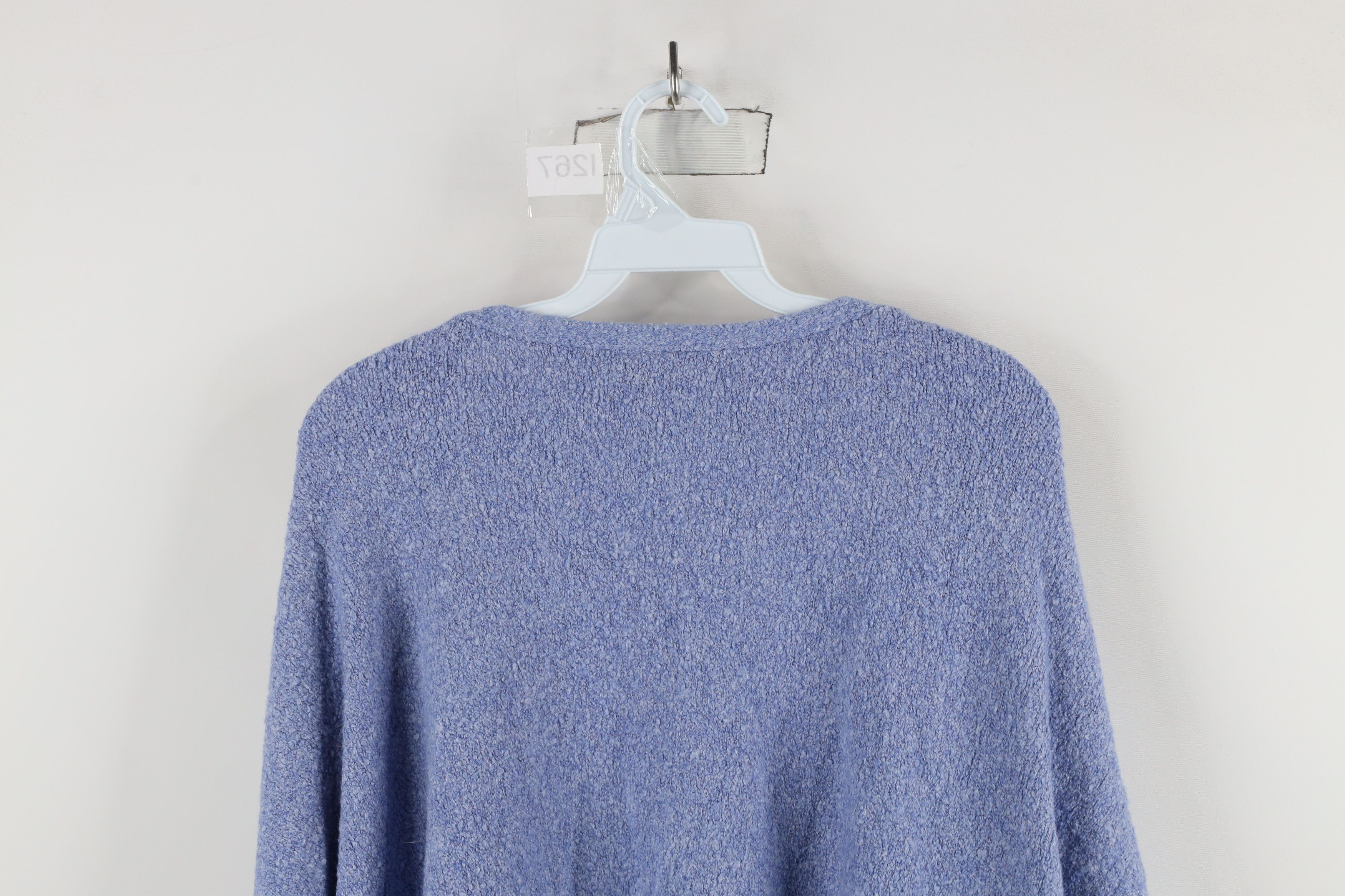 Vintage New J Jill Blank Textured Knit Fleece Crewneck Sweater Blue Size 4XL / US 24-26 - 9 Thumbnail