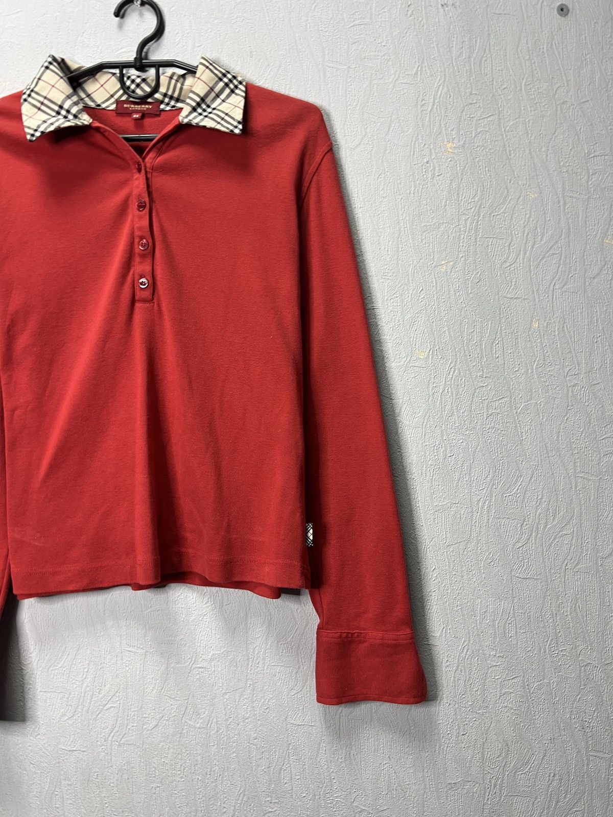 Burberry Burberry London Red Long Sleeve Polo Shirt Size M / US 6-8 / IT 42-44 - 3 Thumbnail