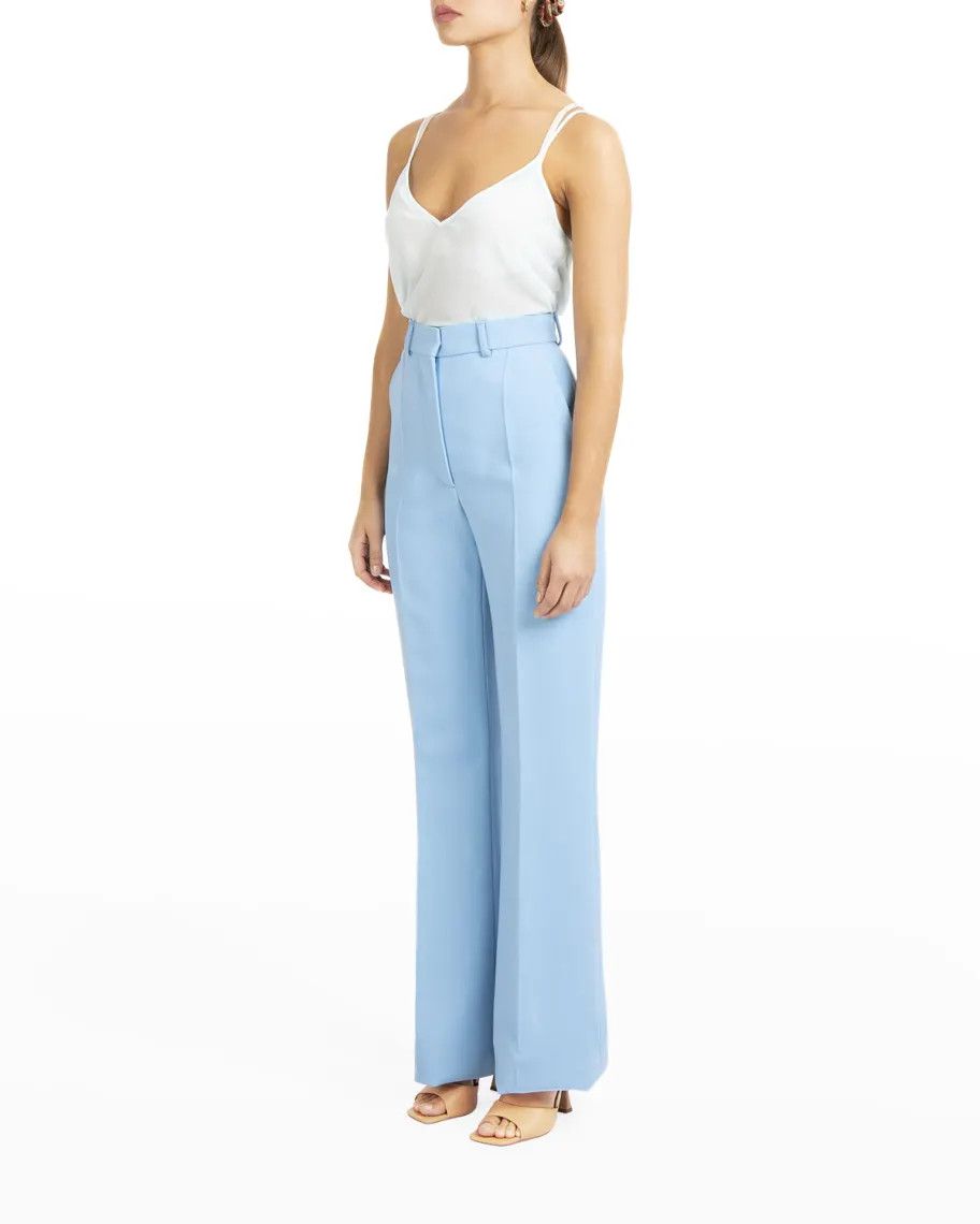 Casablanca Blue High-Waisted Flared Merino Wool Trousers Size 26" / US 2 / IT 38 - 3 Thumbnail