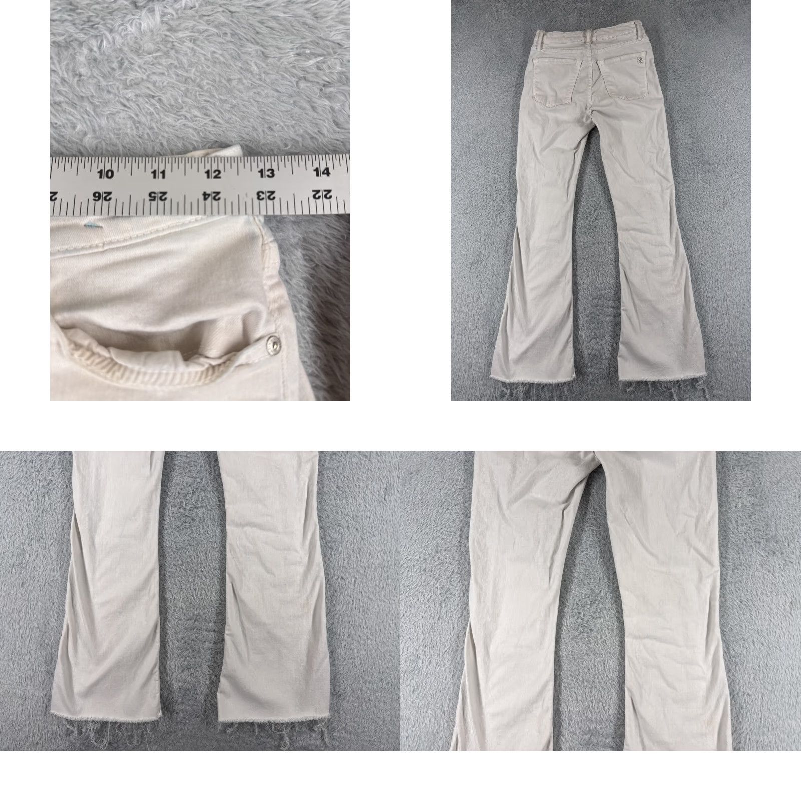 Vintage Black Orchid Jeans Womens Pants 28 White Denim Flared Distressed Raw Hem 24x29 Cotton Blend 5-Pocket Regular Button Zip Jeans Womens Size 28" / US 6 / IT 42 - 9 Thumbnail