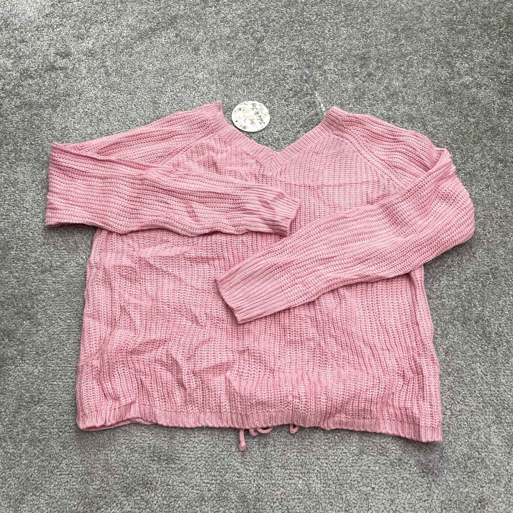 Vintage Jolie & Joy Pullover Sweater Womens Large Pink Acrylic Crochet Casual Lightweight Size L / US 10 / IT 46 - 2 Thumbnail