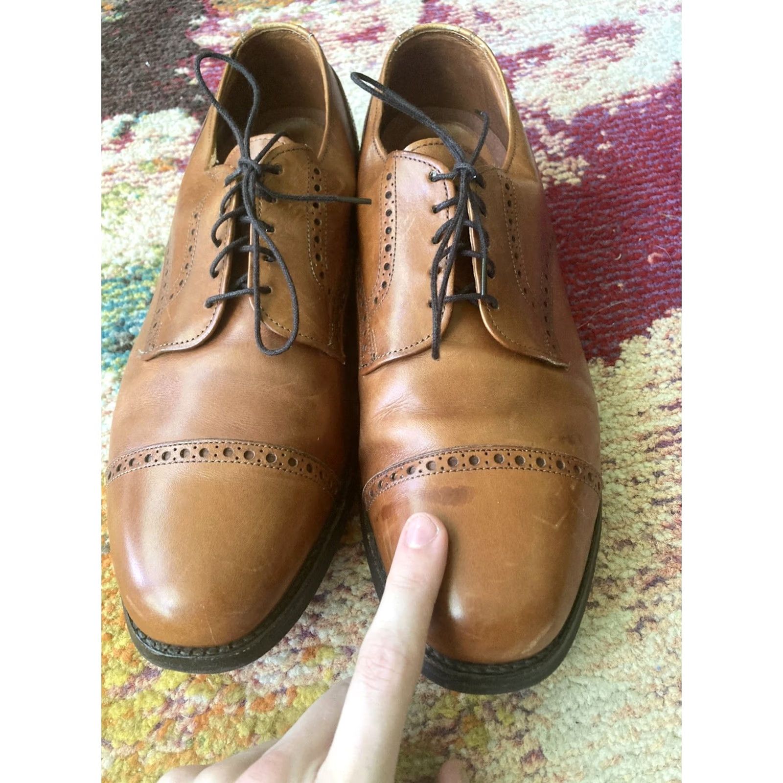 Allen Edmonds Allen Edmonds Benton Cap Toe Oxford Brown Leather Shoes Mens Size 10.5 D Size ONE SIZE - 3 Thumbnail