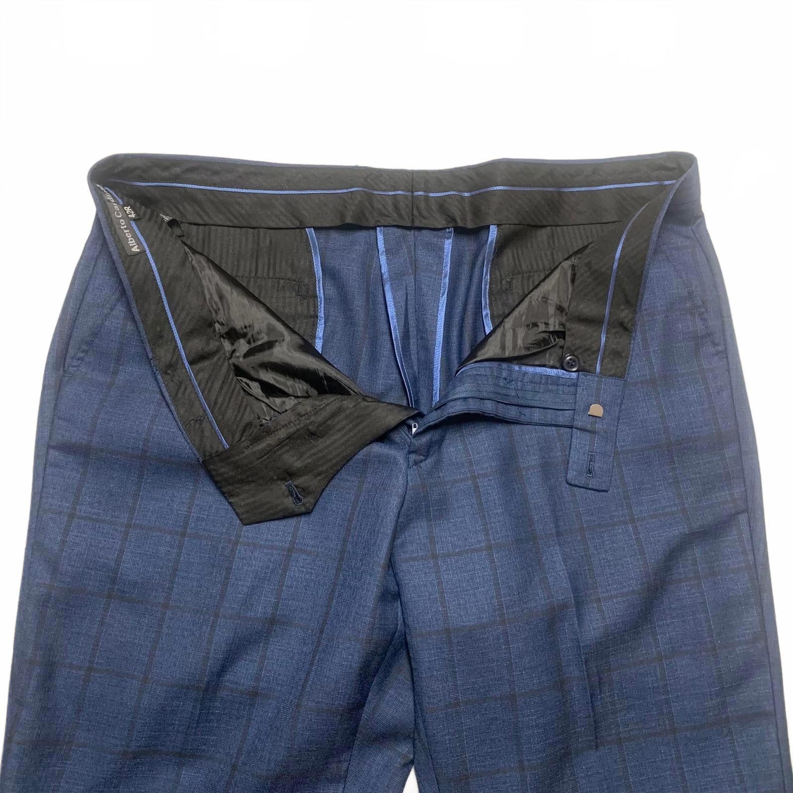 Other Alberto Cardinali Men's 42R x 30.5L Navy Plaid Pants Size 50R - 1 Thumbnail