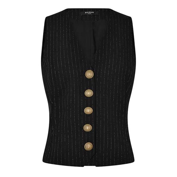 o1g2r1mq0924 Stripe Vest in Noir