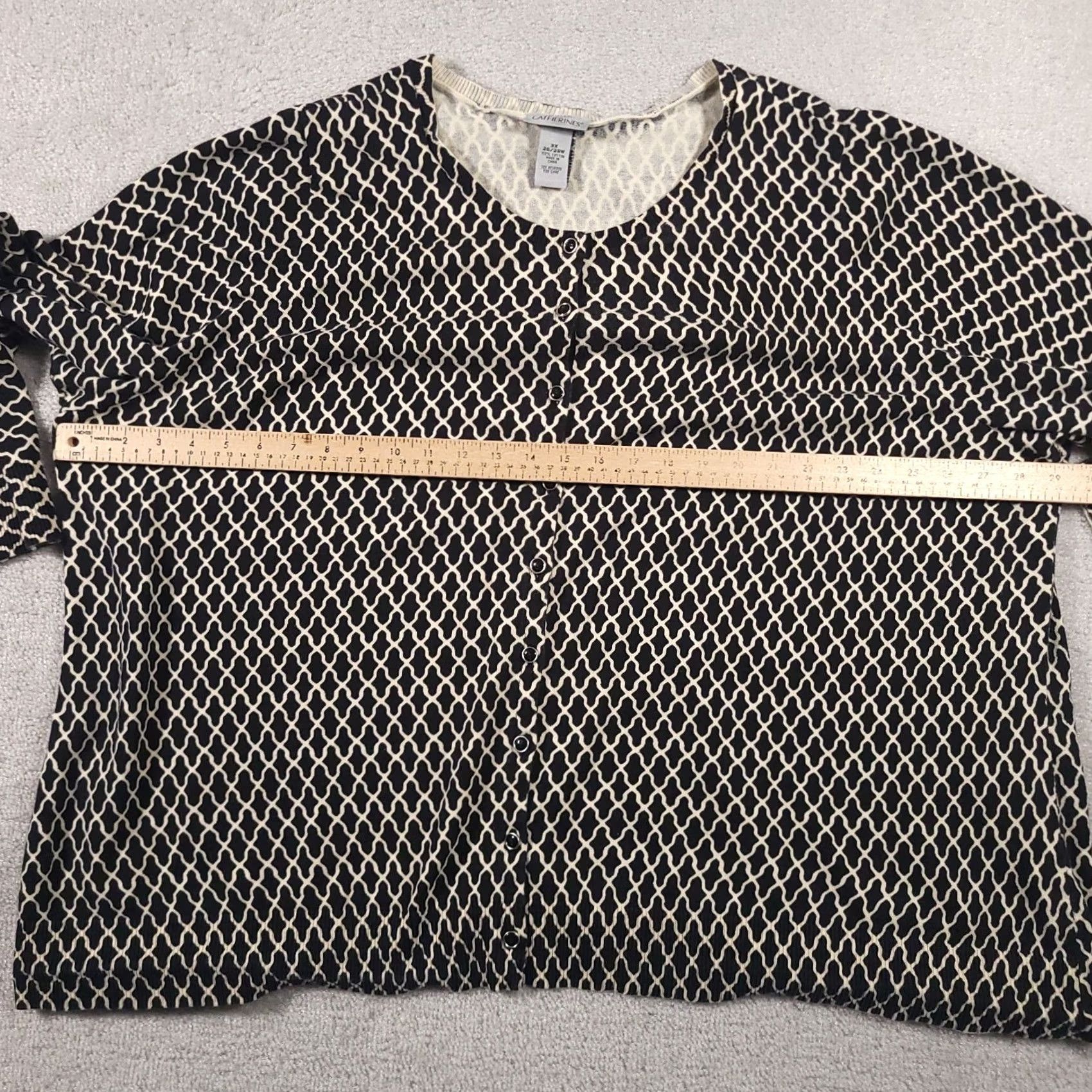 Vintage Catherines Cardigan Sweater 3/4 Sleeve Button Up Women's Plus 3X Geometric Size XXL / US 16-18 / IT 52-54 - 6 Thumbnail